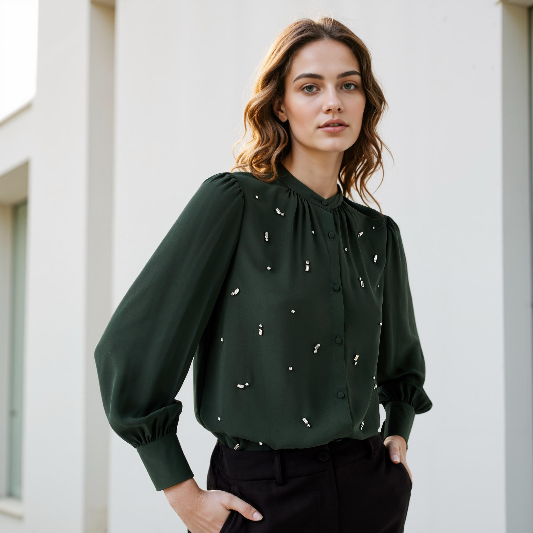 بلوزة مزينة بأكمام منفوخة-women-clothing-shirtsandblouses-blouses-image-5