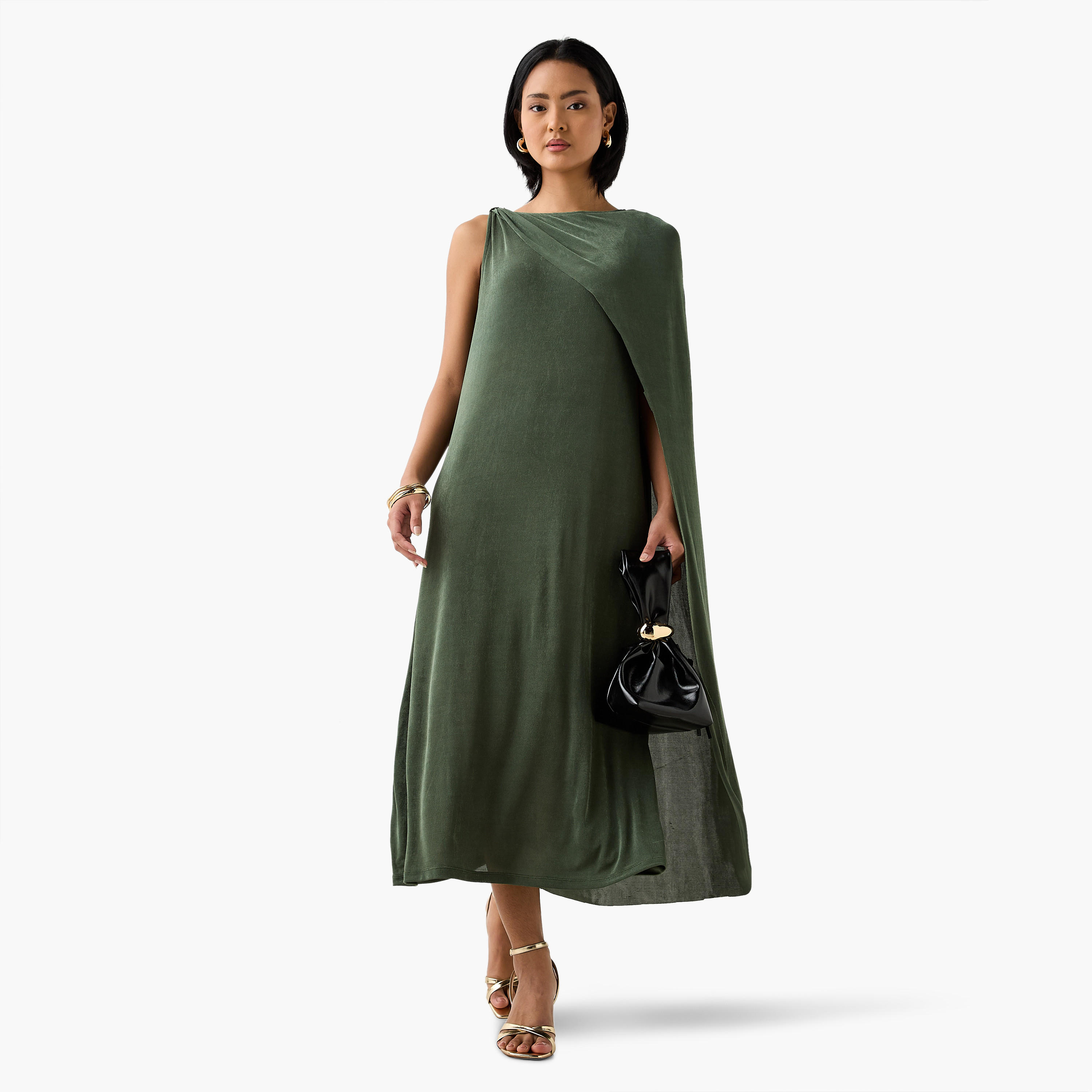 فستان ميدي دون أكمام برداء وياقة مستديرة من آيكونيك-women-clothing-dresses-image-1