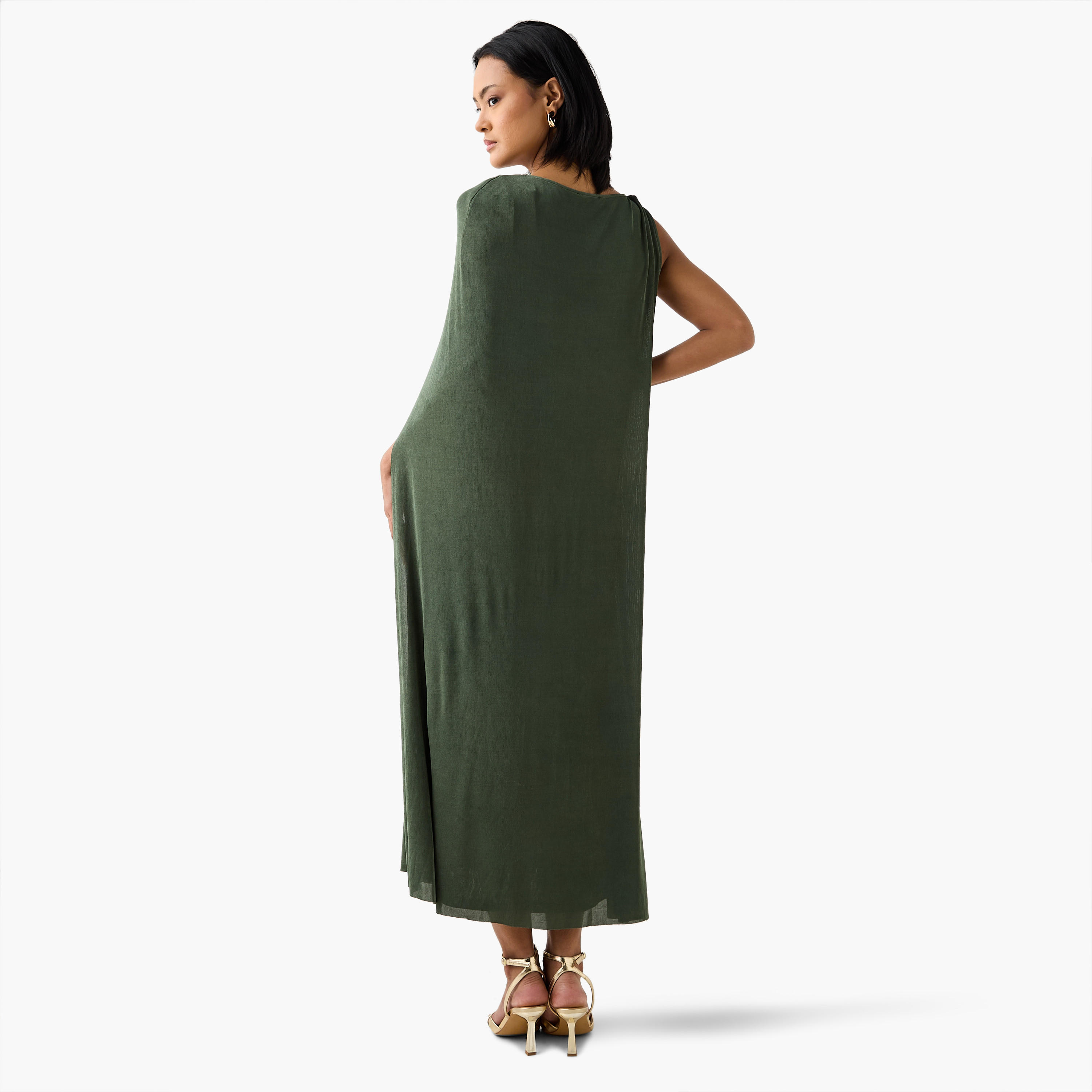 فستان ميدي دون أكمام برداء وياقة مستديرة من آيكونيك-women-clothing-dresses-image-3