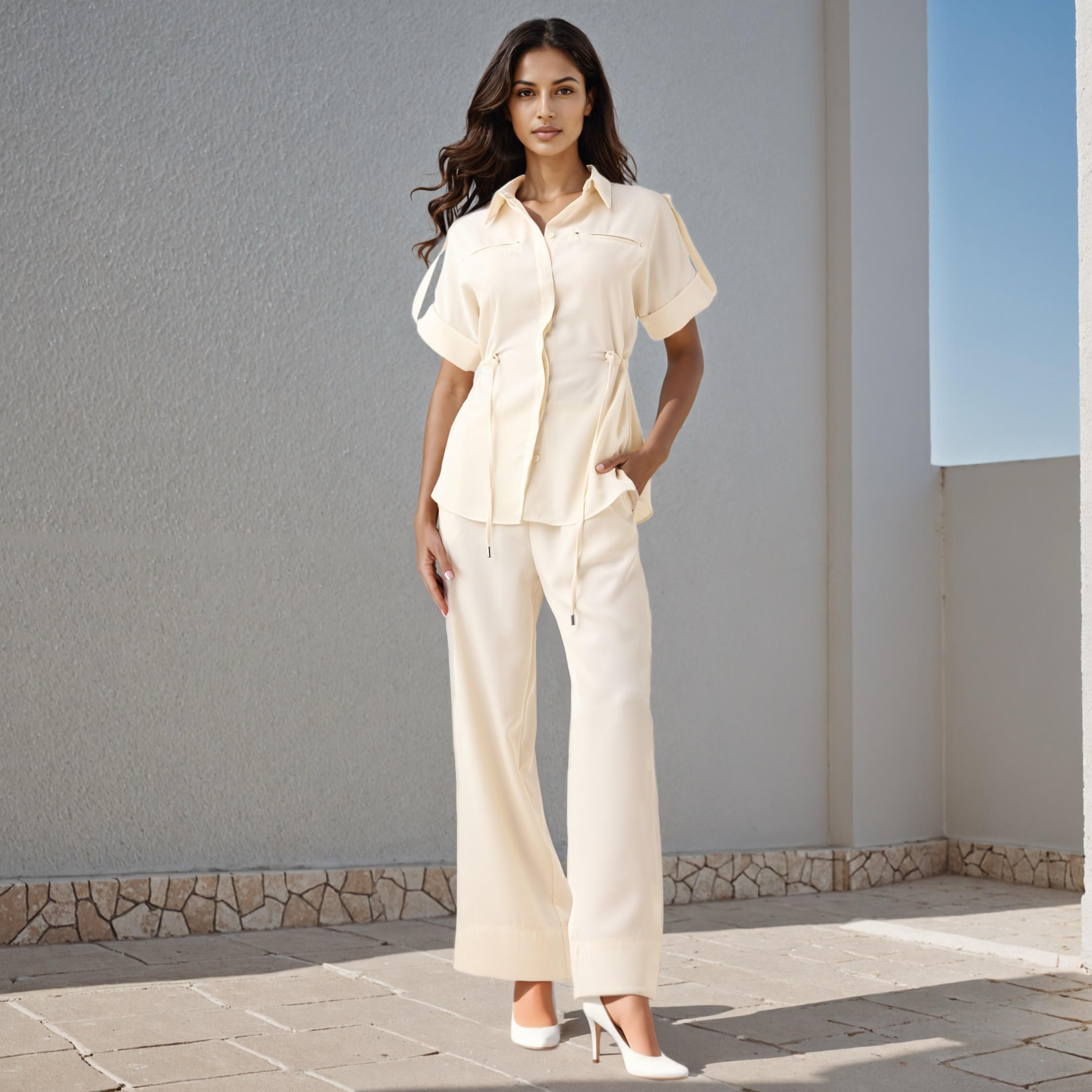 بنطلون بخصر مطاطي وجيوب من أيكونيك-women-clothing-bottoms-trousers-image-2