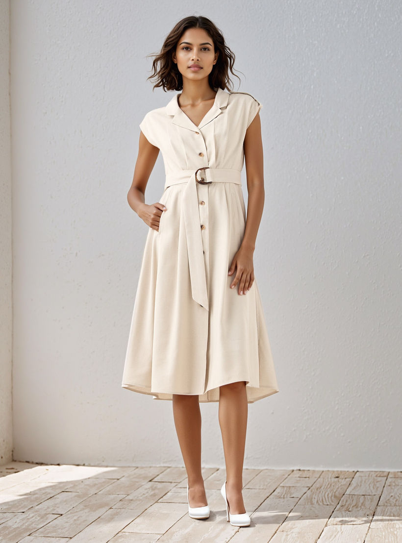 Iconic Utility Linen Blend Shirt Dress with Belt-women-clothing-dresses-image-2
