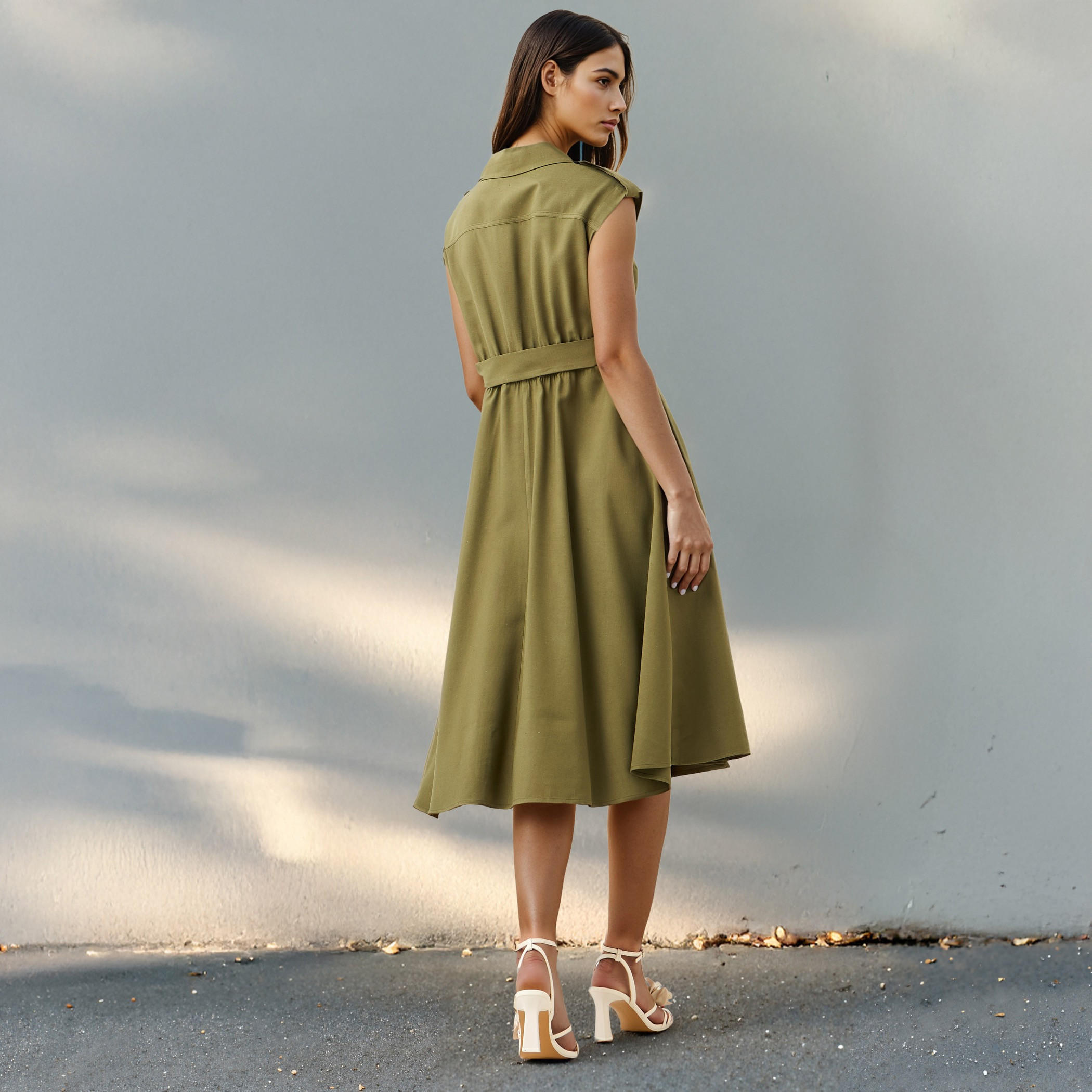 Iconic Utility Linen Blend Shirt Dress with Belt-women-clothing-dresses-image-3