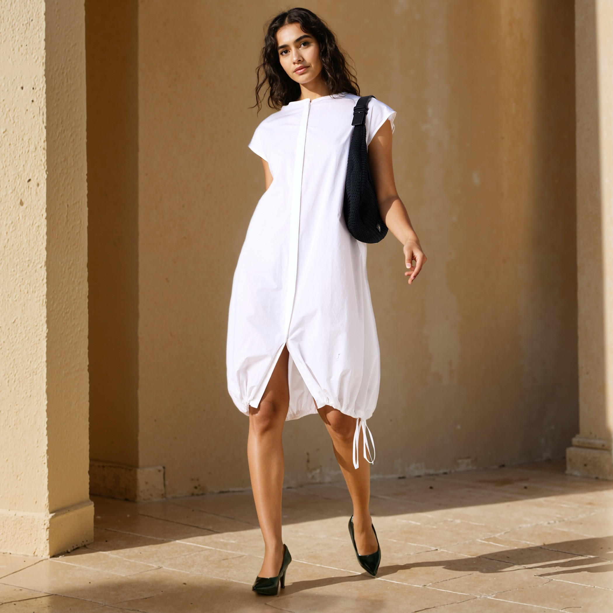 فستان قطن بأزرار سفلية وأربطة من آيكونيك-women-clothing-dresses-image-4