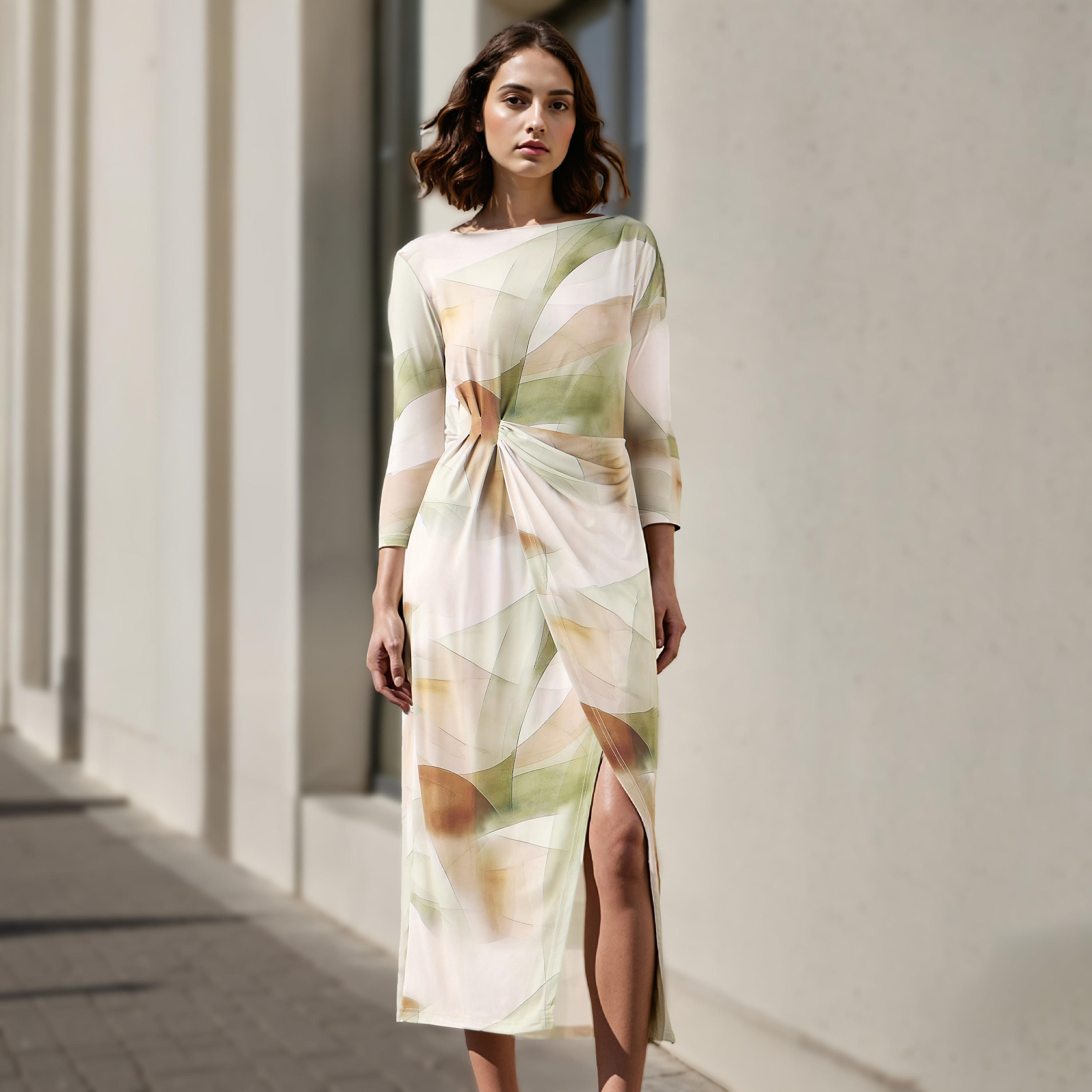 فستان بتفاصيل منسدلة وطبعات من آيكونيك-women-clothing-dresses-image-1