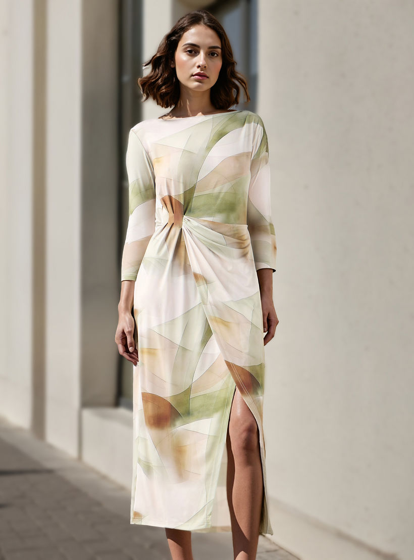 فستان بتفاصيل منسدلة وطبعات من آيكونيك-women-clothing-dresses-image-1