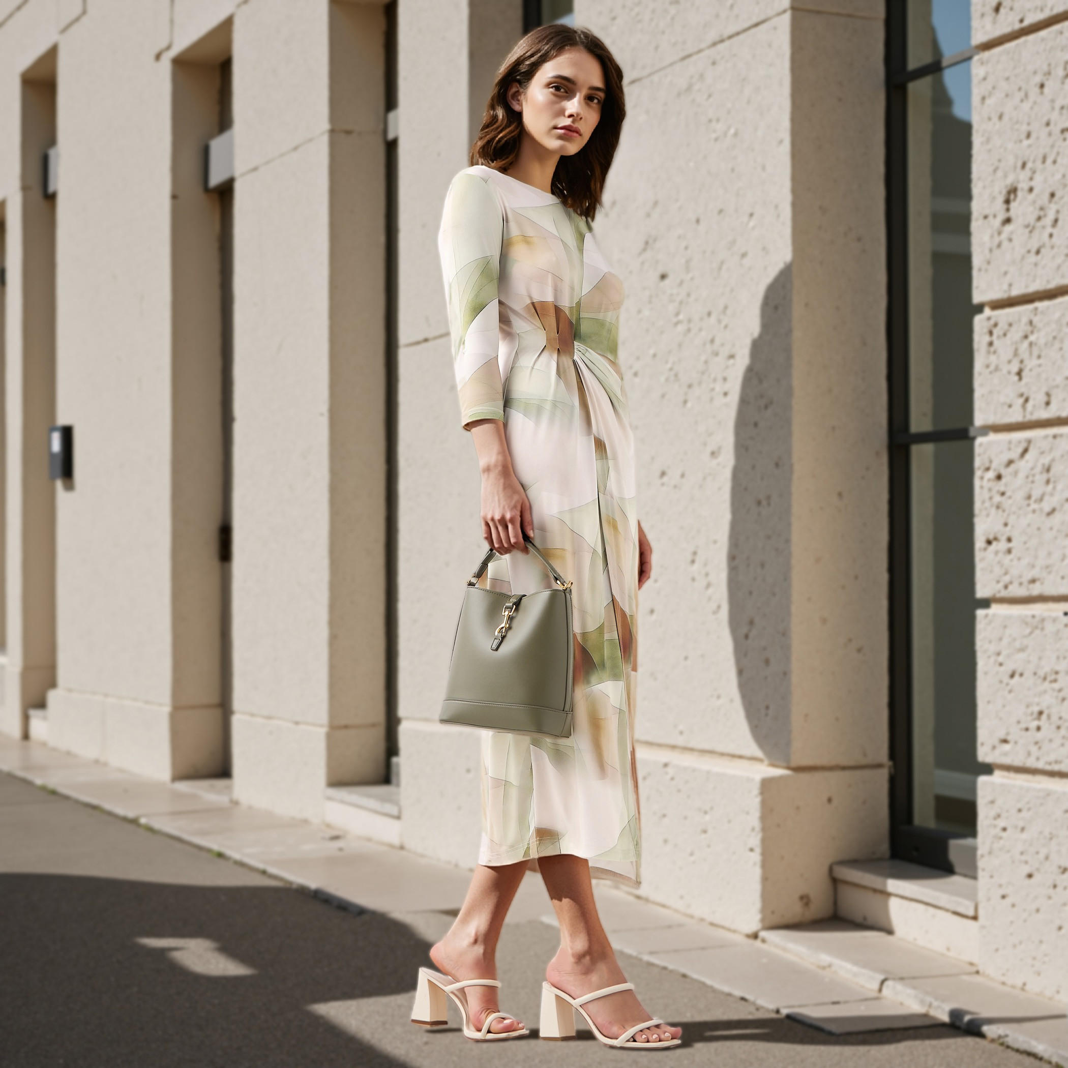 Iconic All-Over Print Dress with Drape Detail-women-clothing-dresses-image-2