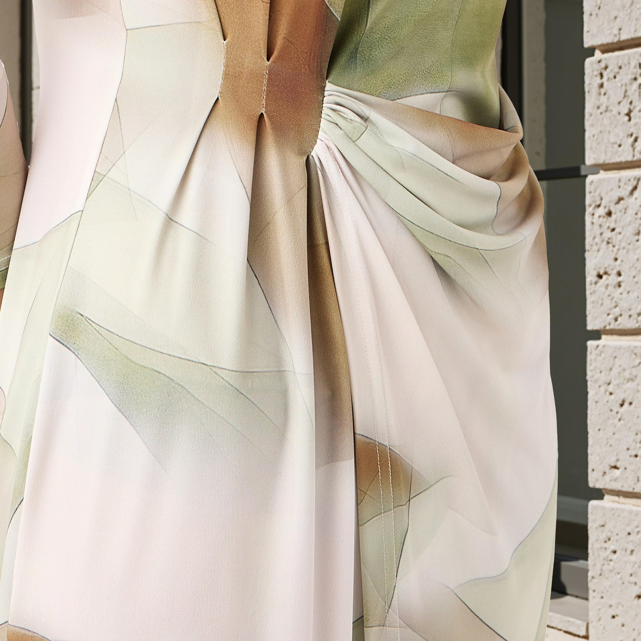 Iconic All-Over Print Dress with Drape Detail-women-clothing-dresses-image-5