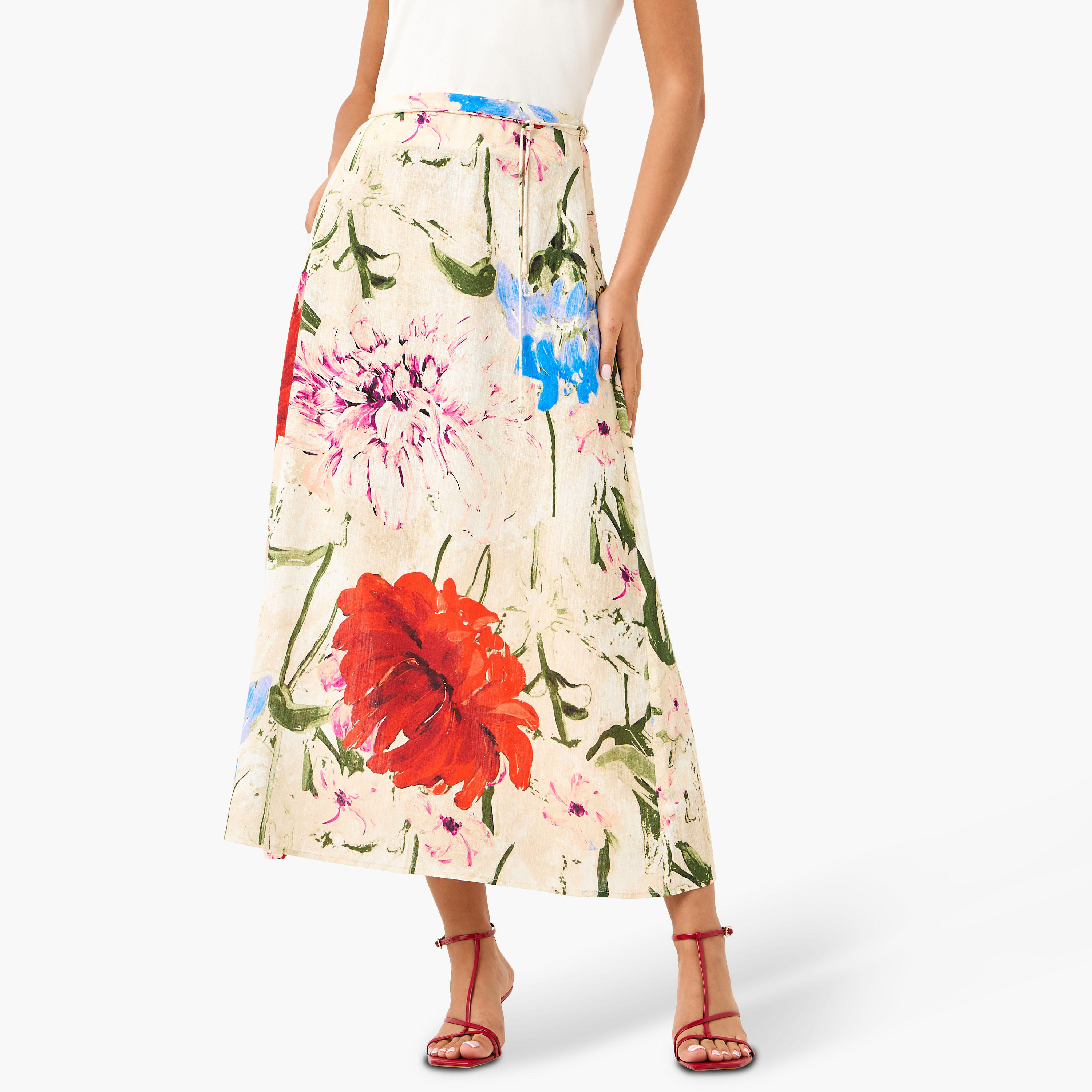 تنورة ميدي بطبعات زهور من أيكونيك-women-clothing-bottoms-skirts-image-1