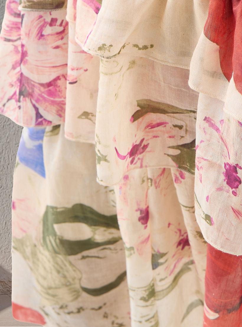 Iconic Floral Print Sleeveless Linen Blend Dress with Scoop Neck and Ruffle Detail-women-clothing-dresses-image-5