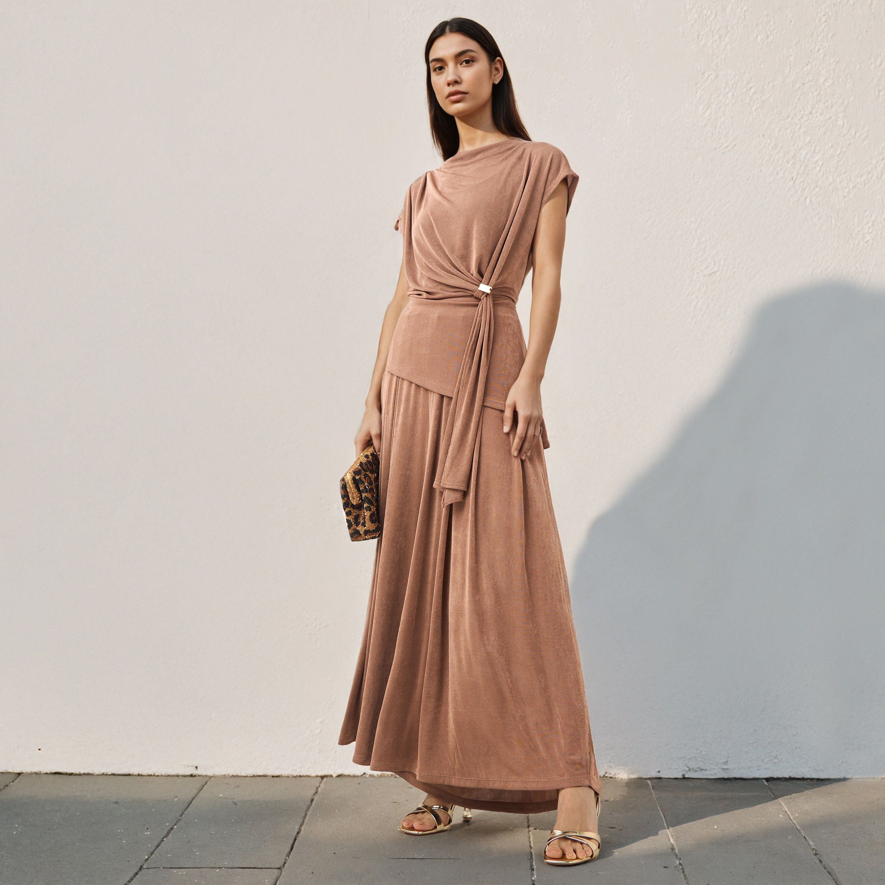 بنطلون بقصة مريحة منسدلة وخصر مرن من آيكونيك-women-clothing-trousers-image-7