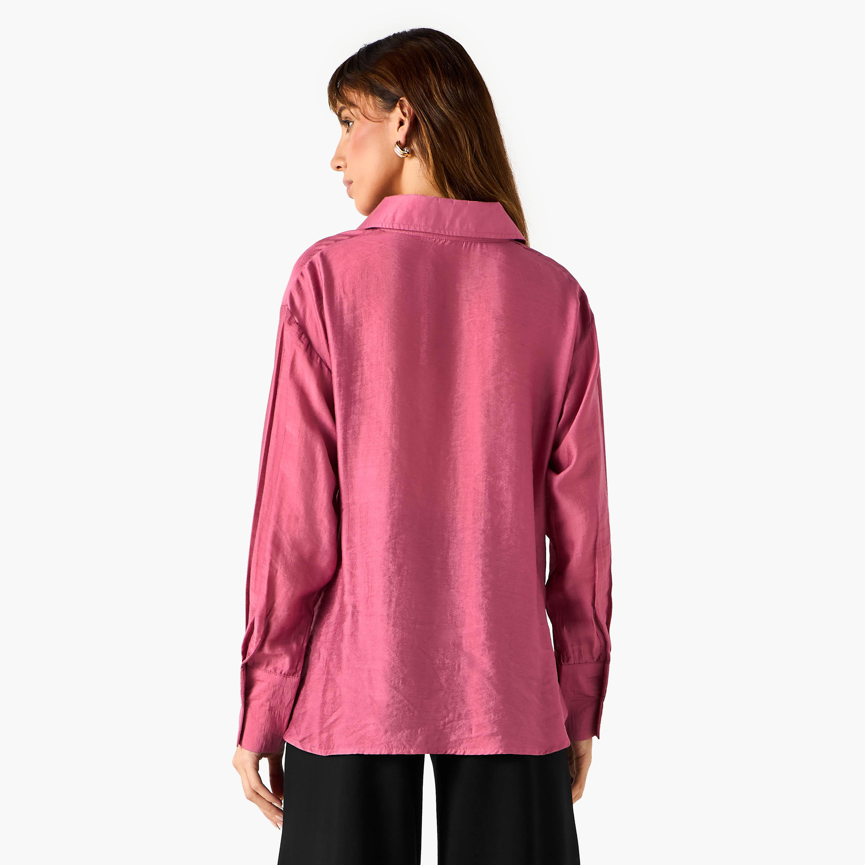 Iconic Regular Fit Knot Detail Collared Shirt-women-clothing-shirtsandblouses-shirts-image-3