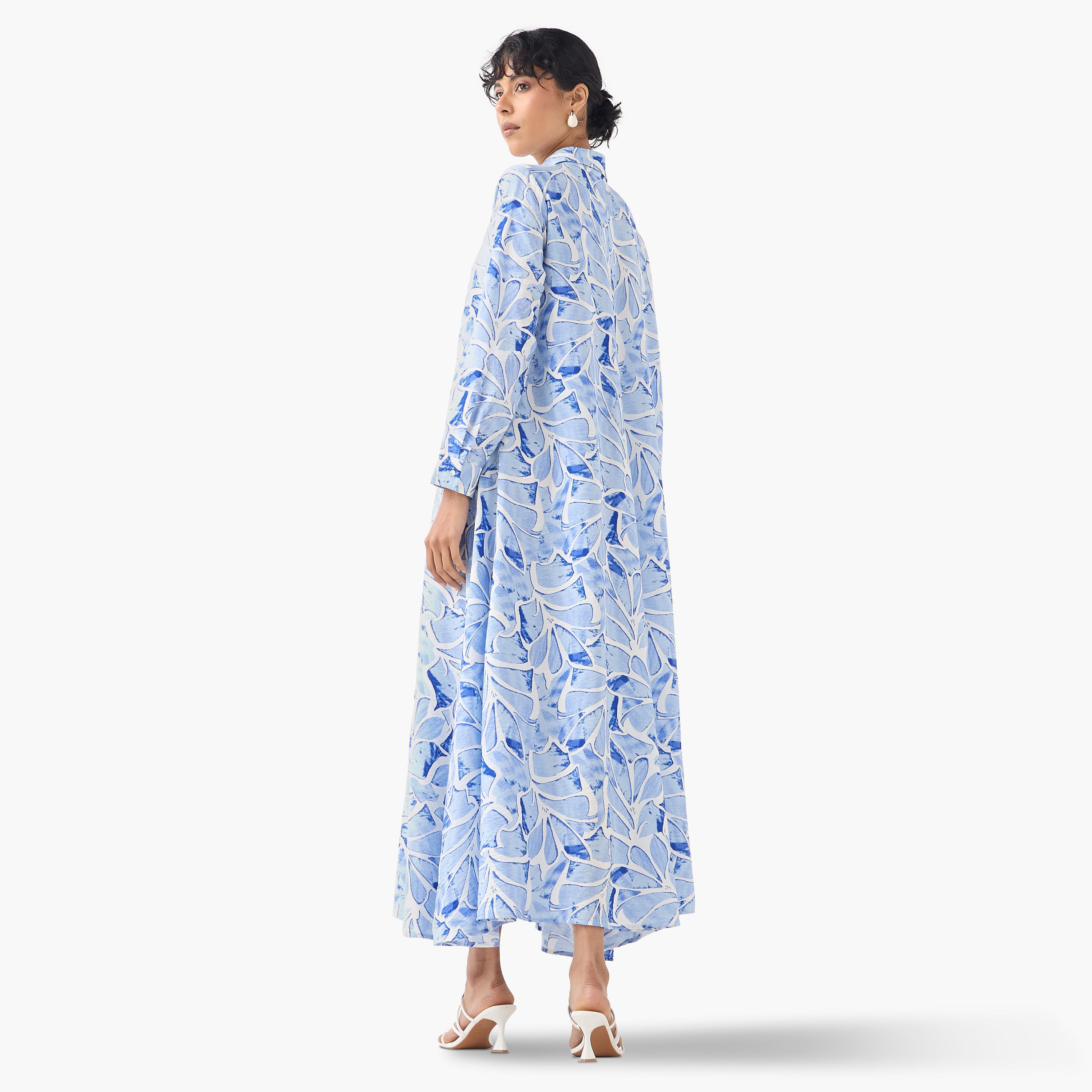 Iconic Printed Trapeze Maxi Dress with Collar and Long Sleeves-women-clothing-dresses-image-3