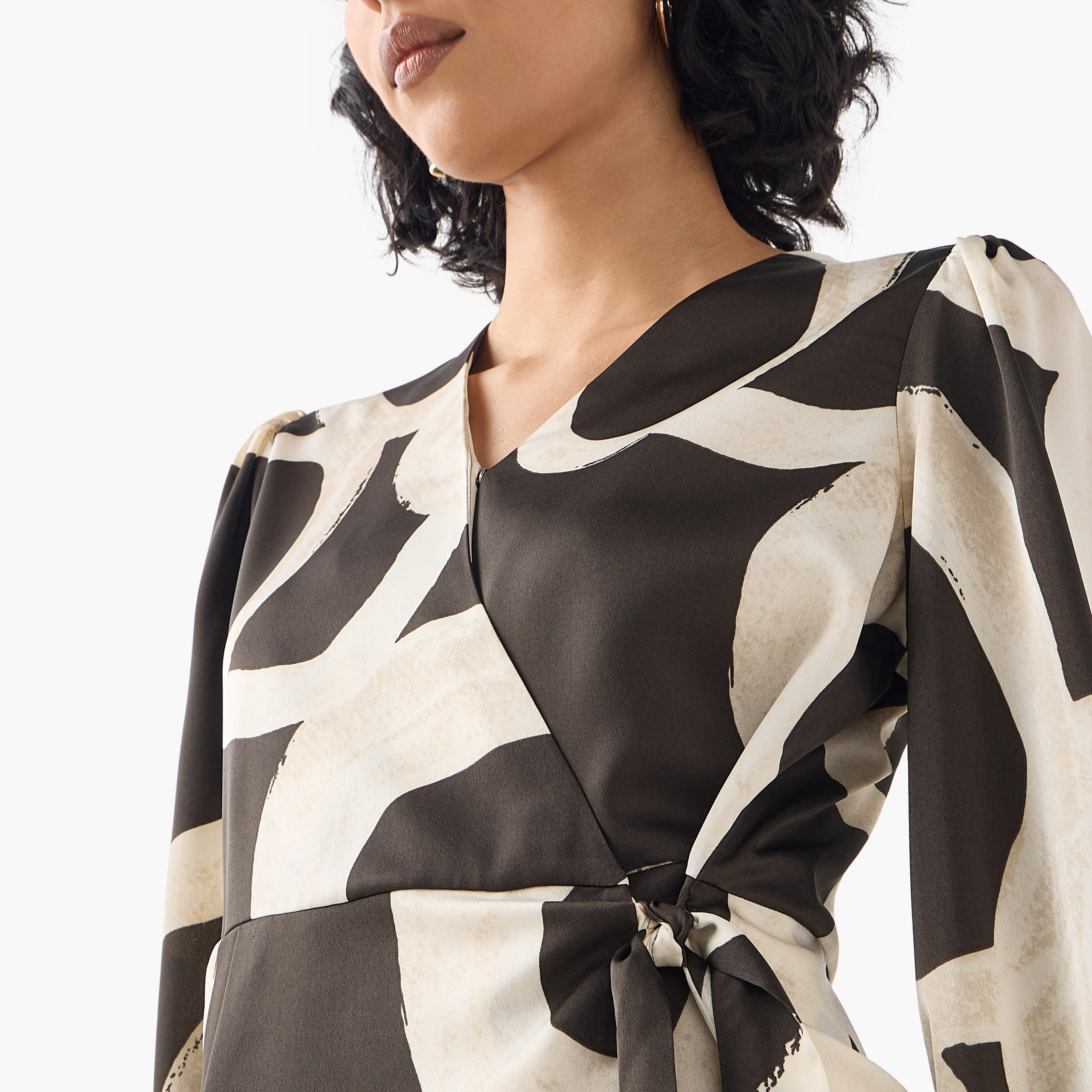 Iconic Printed V-neck Wrap Top with Long Sleeves and Tie-Up Detail-women-clothing-shirtsandblouses-blouses-image-4
