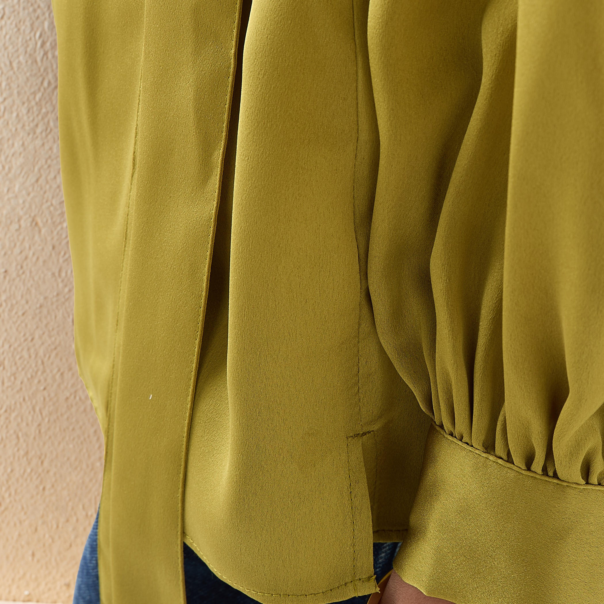 Iconic V-neck Wrap Top with Long Sleeves and Tie-Up Detail-women-clothing-shirtsandblouses-blouses-image-6