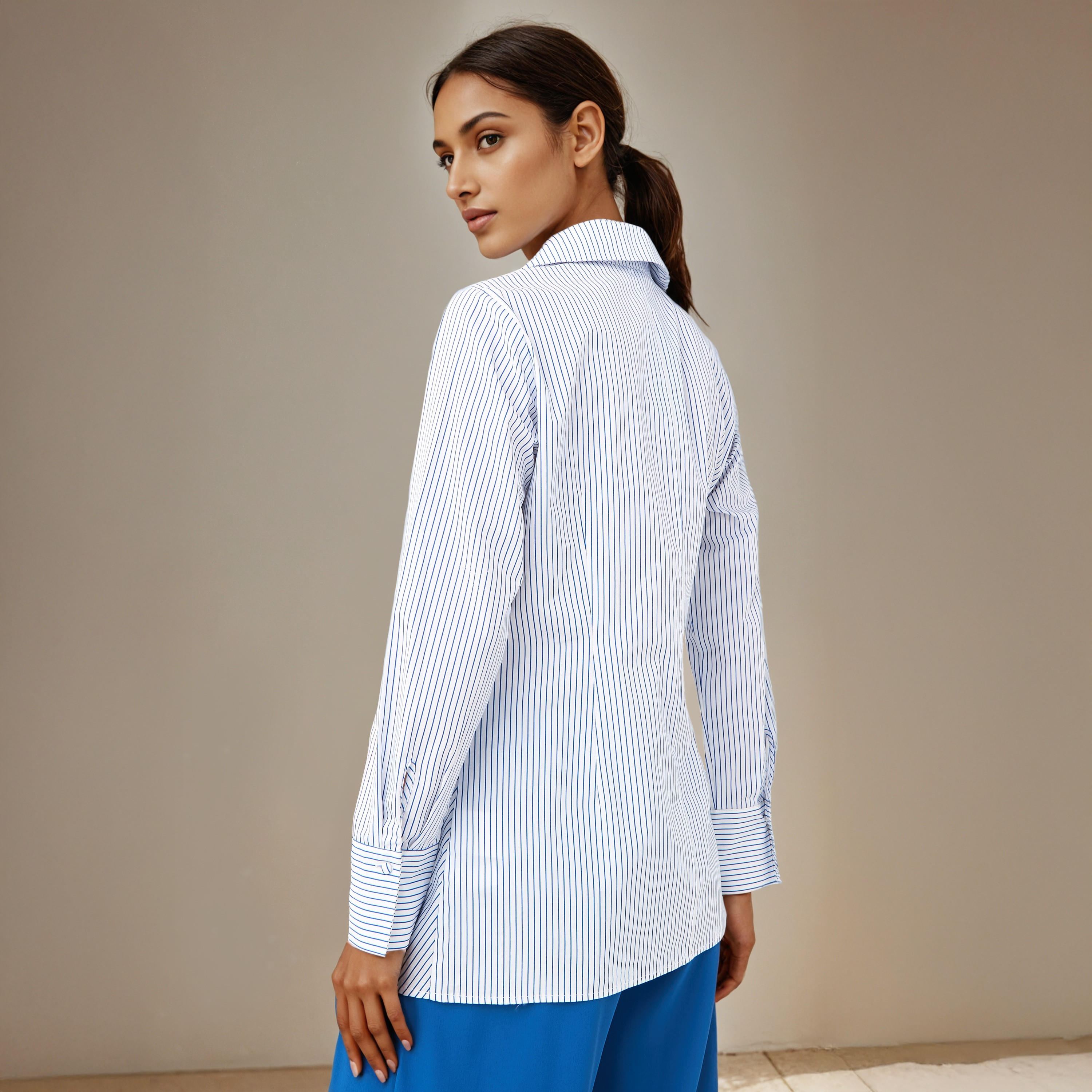 Iconic Striped Wrap Cotton Top with Rosette Detail-women-clothing-shirtsandblouses-blouses-image-3
