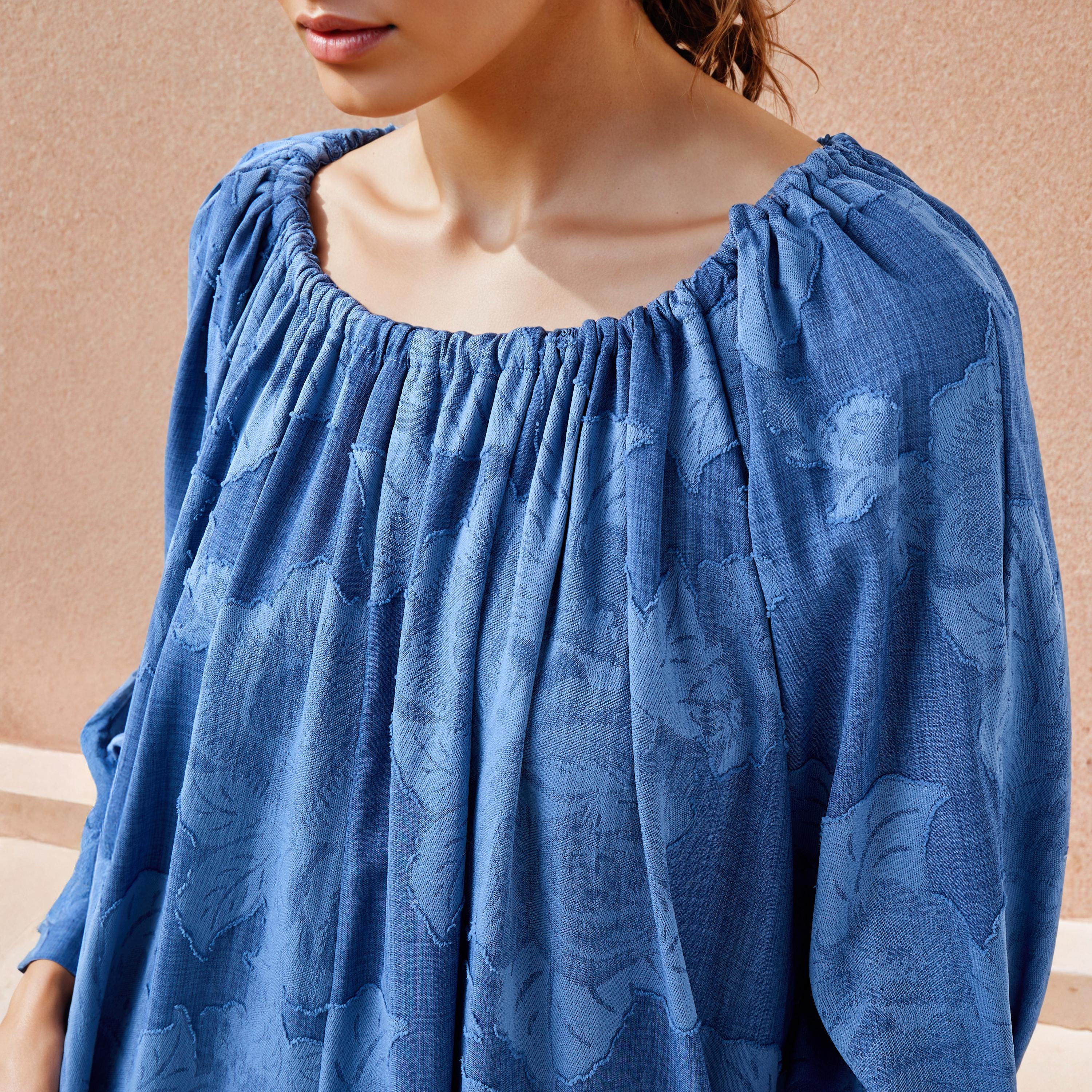 Iconic Floral Gathered Dress with Volume Sleeves and Pockets-women-clothing-dresses-image-4