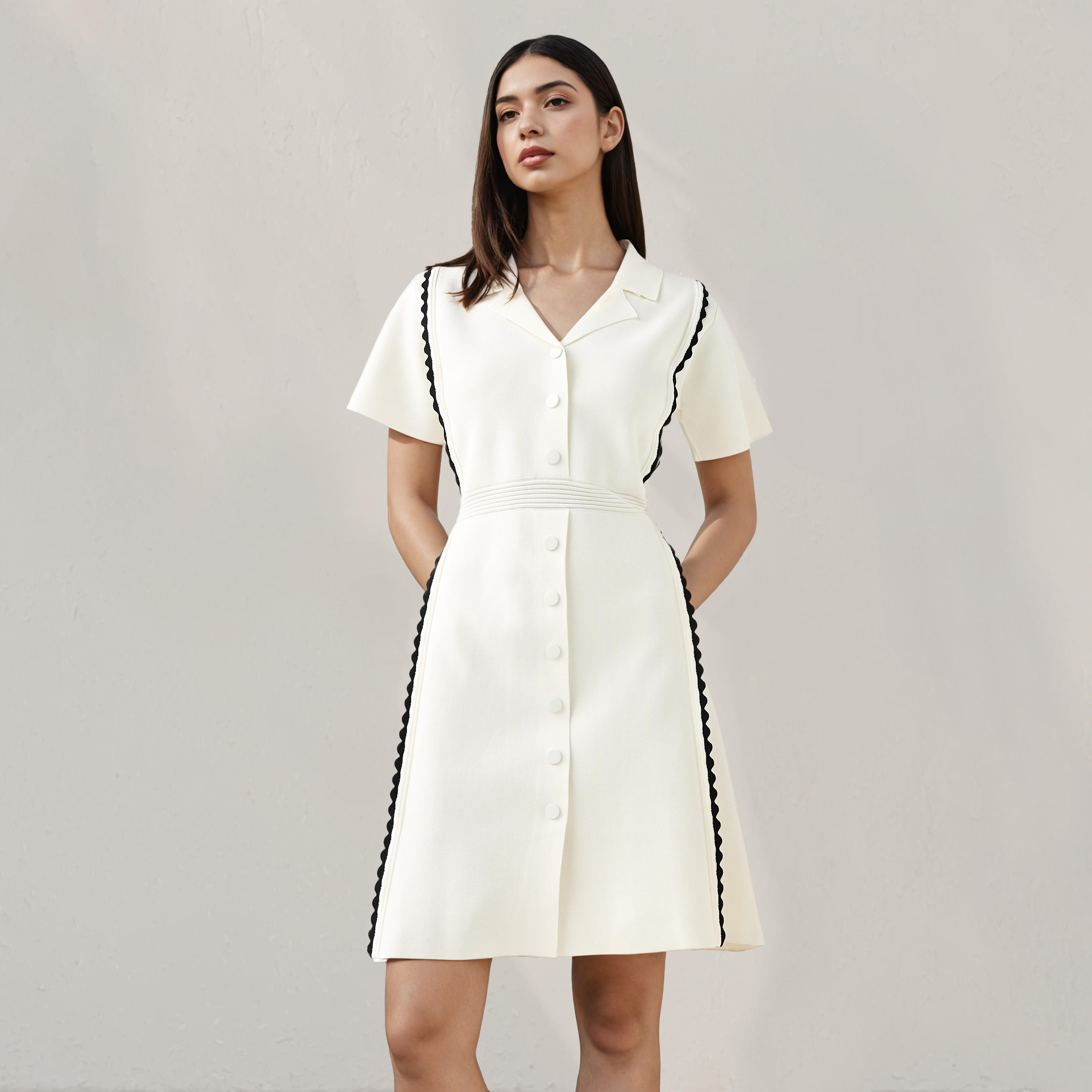 فستان قميص بياقة وقصة مغايرة من آيكونيك-women-clothing-dresses-image-1