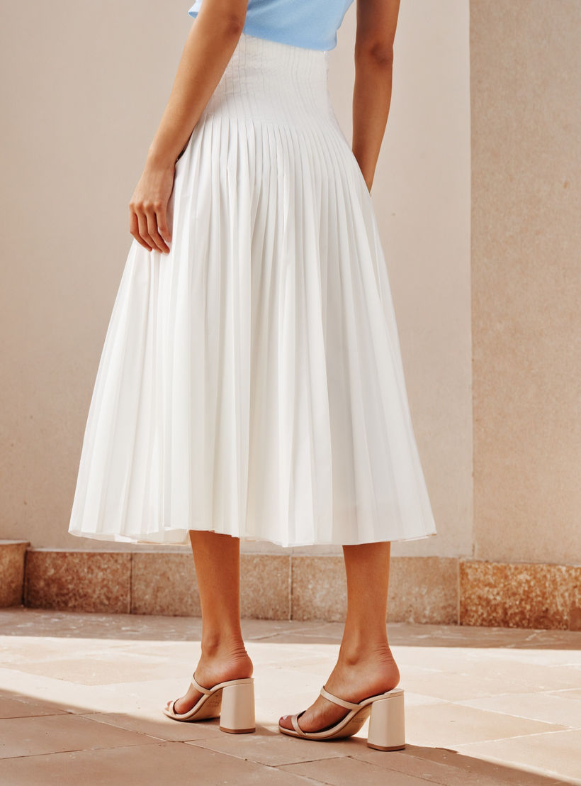 تنورة ميدي بوبلين بطيّات من آيكونيك-women-clothing-bottoms-skirts-image-3