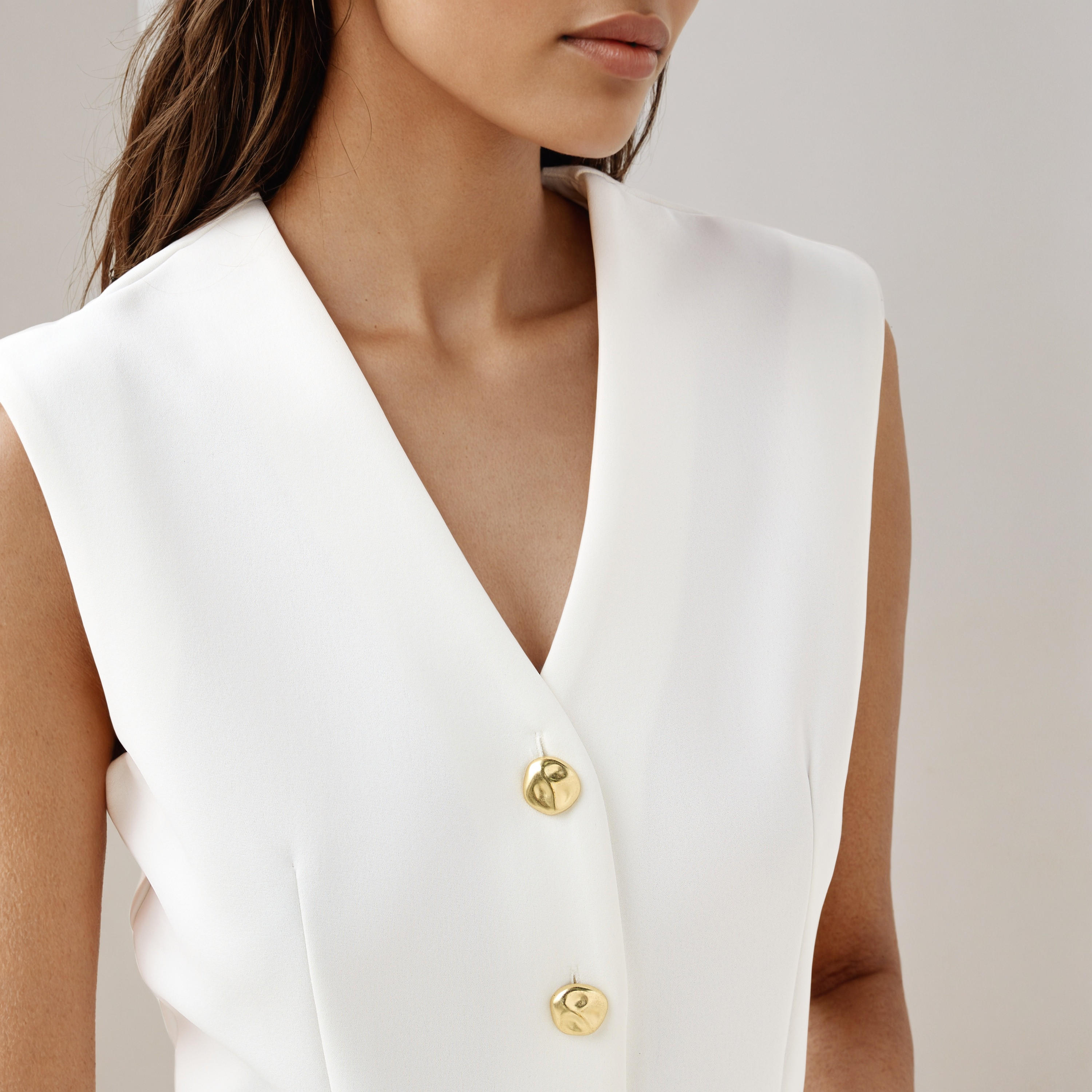 Iconic V-neck Sleeveless Waistcoat with Button Closure-women-winterwear-coatsandjackets-waistcoats-image-4