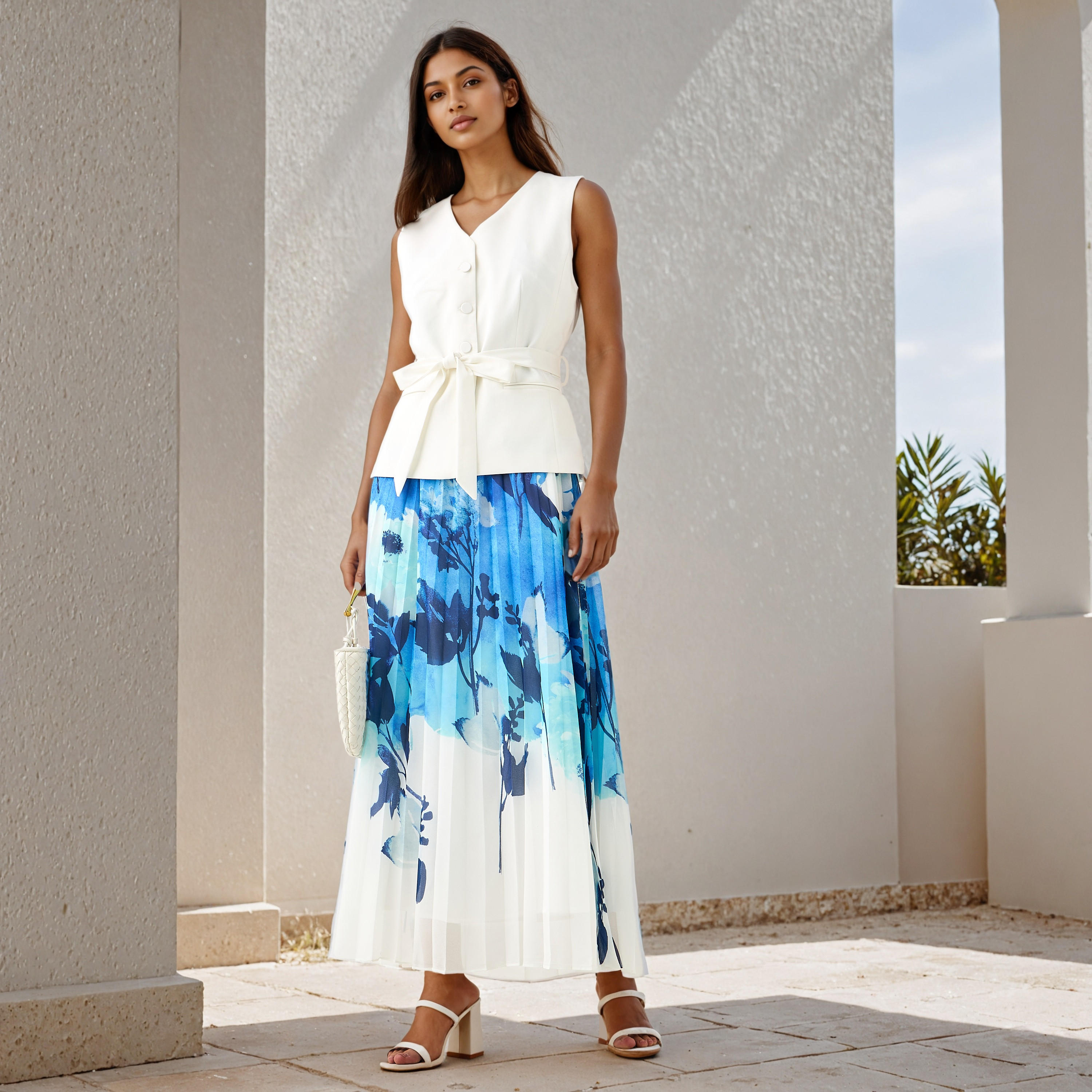 فستان دون أكمام بطبعات وحزام من أيكونيك-women-clothing-dresses-image-2