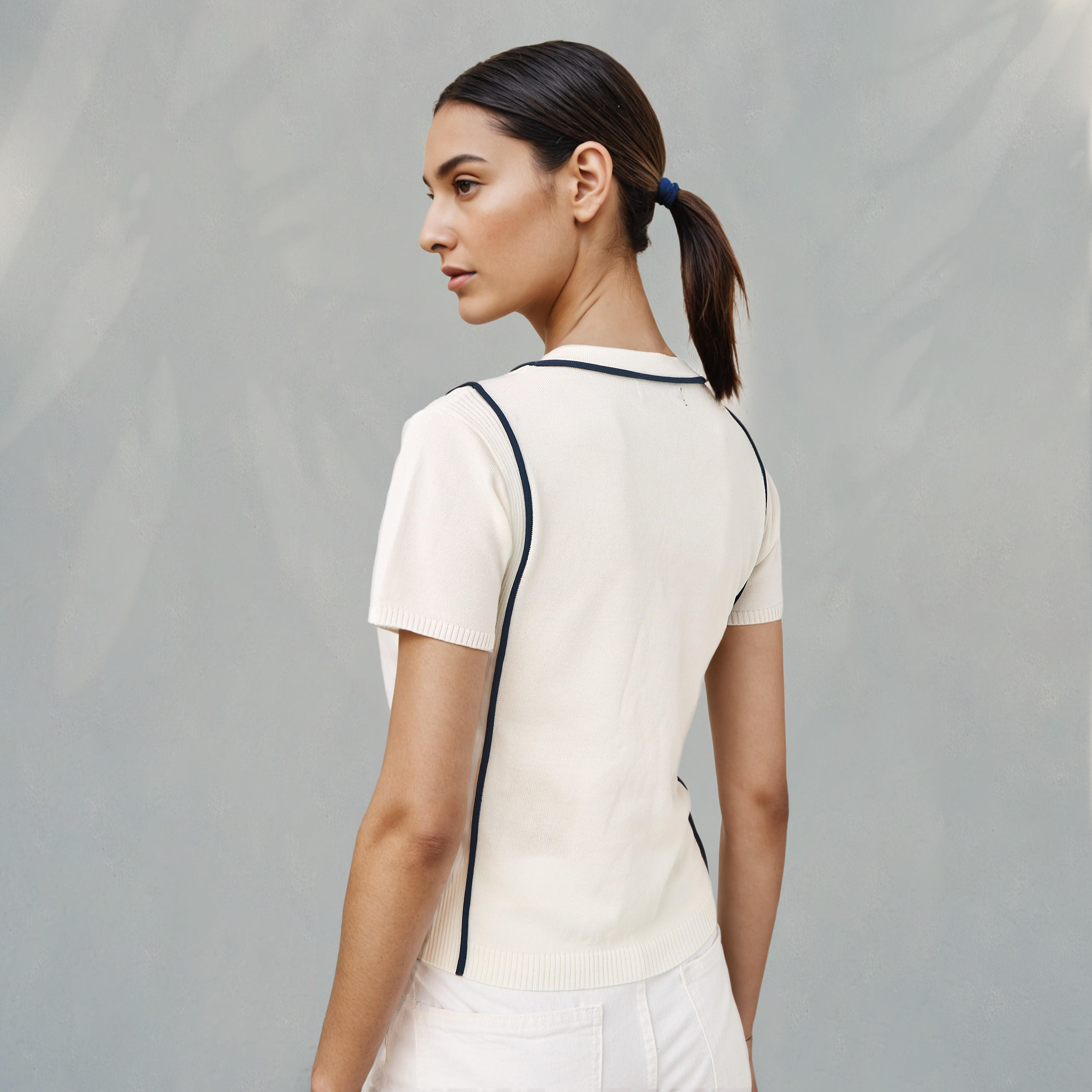 Iconic Ribbed T-shirt with Contrast Piping-women-clothing-tshirts-image-3