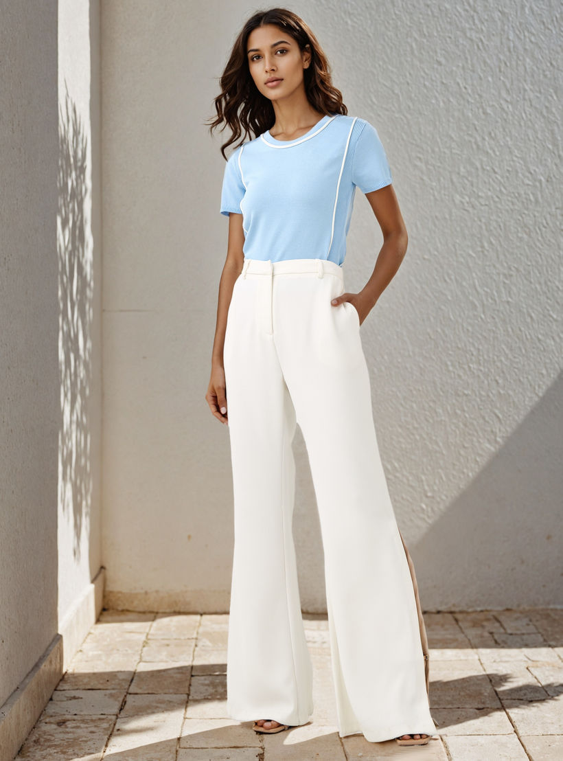 Iconic Ribbed T-shirt with Contrast Piping-women-clothing-tshirts-image-2