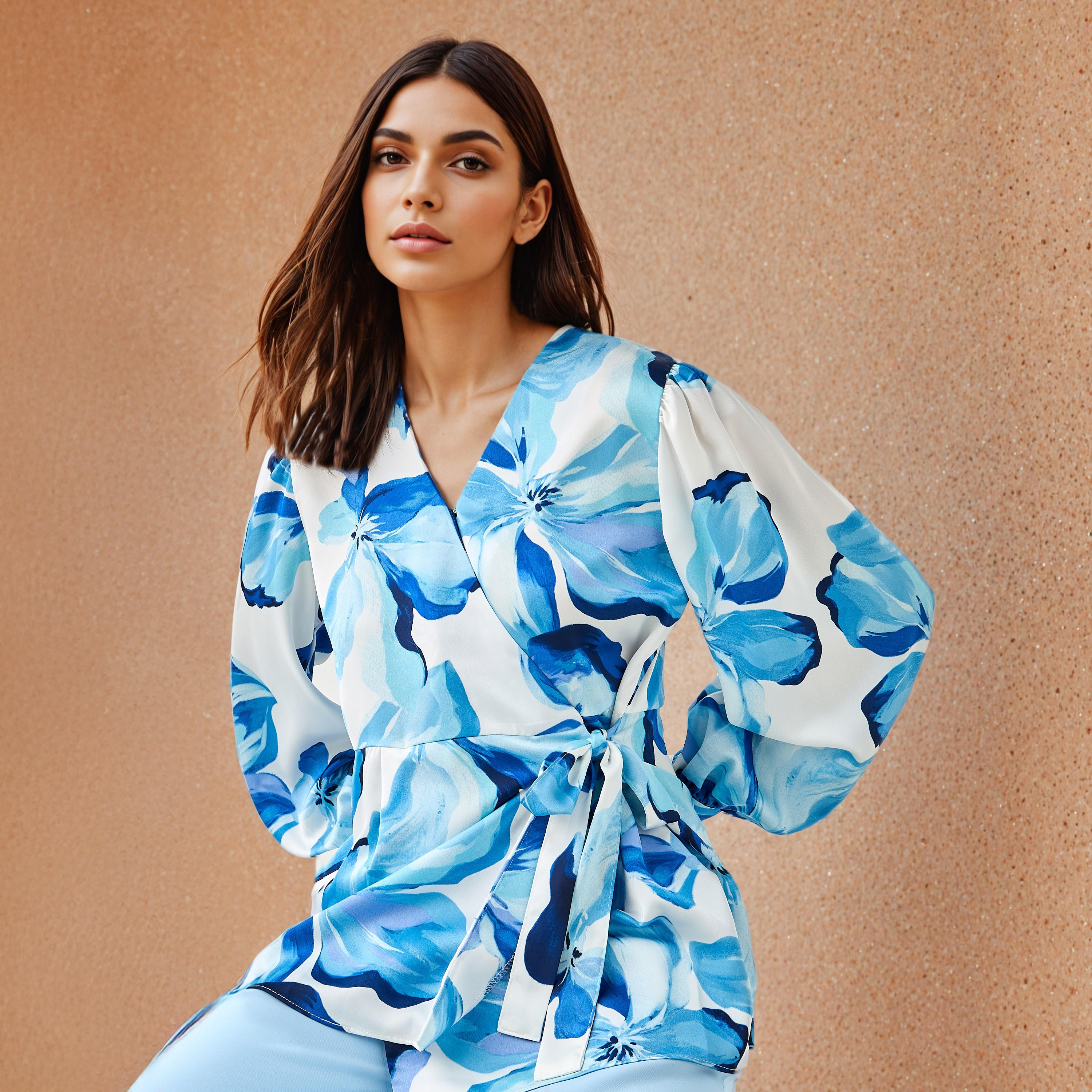 بلوزة ملفوفة بطبعات وقصة مريحة من آيكونيك-women-clothing-shirtsandblouses-blouses-image-1