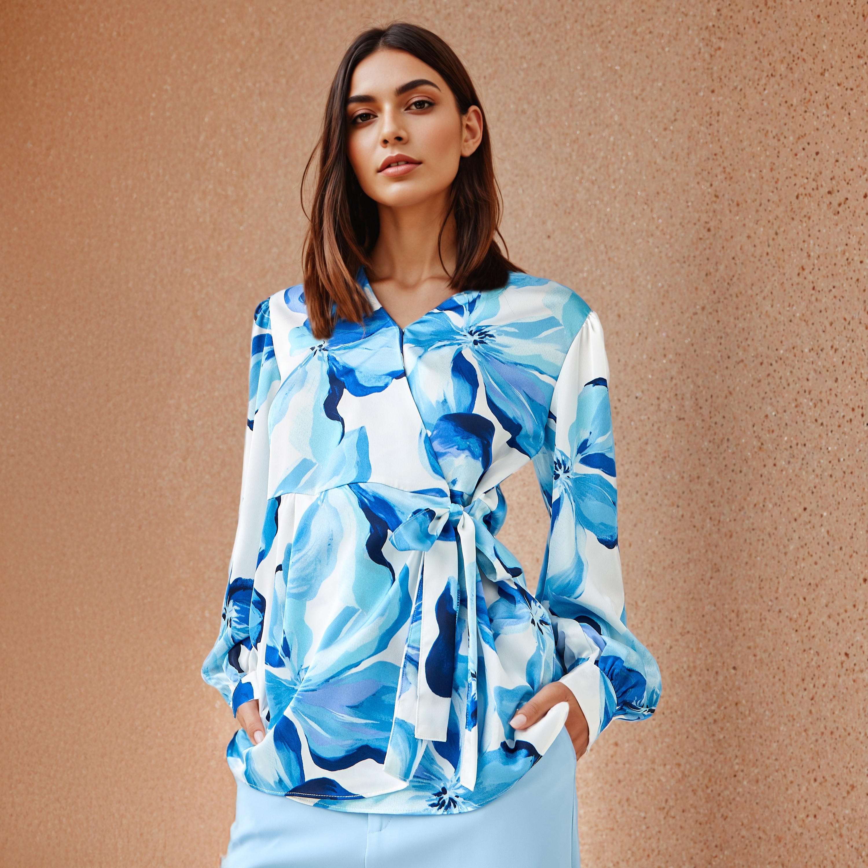 بلوزة ملفوفة بطبعات وقصة مريحة من آيكونيك-women-clothing-shirtsandblouses-blouses-image-5