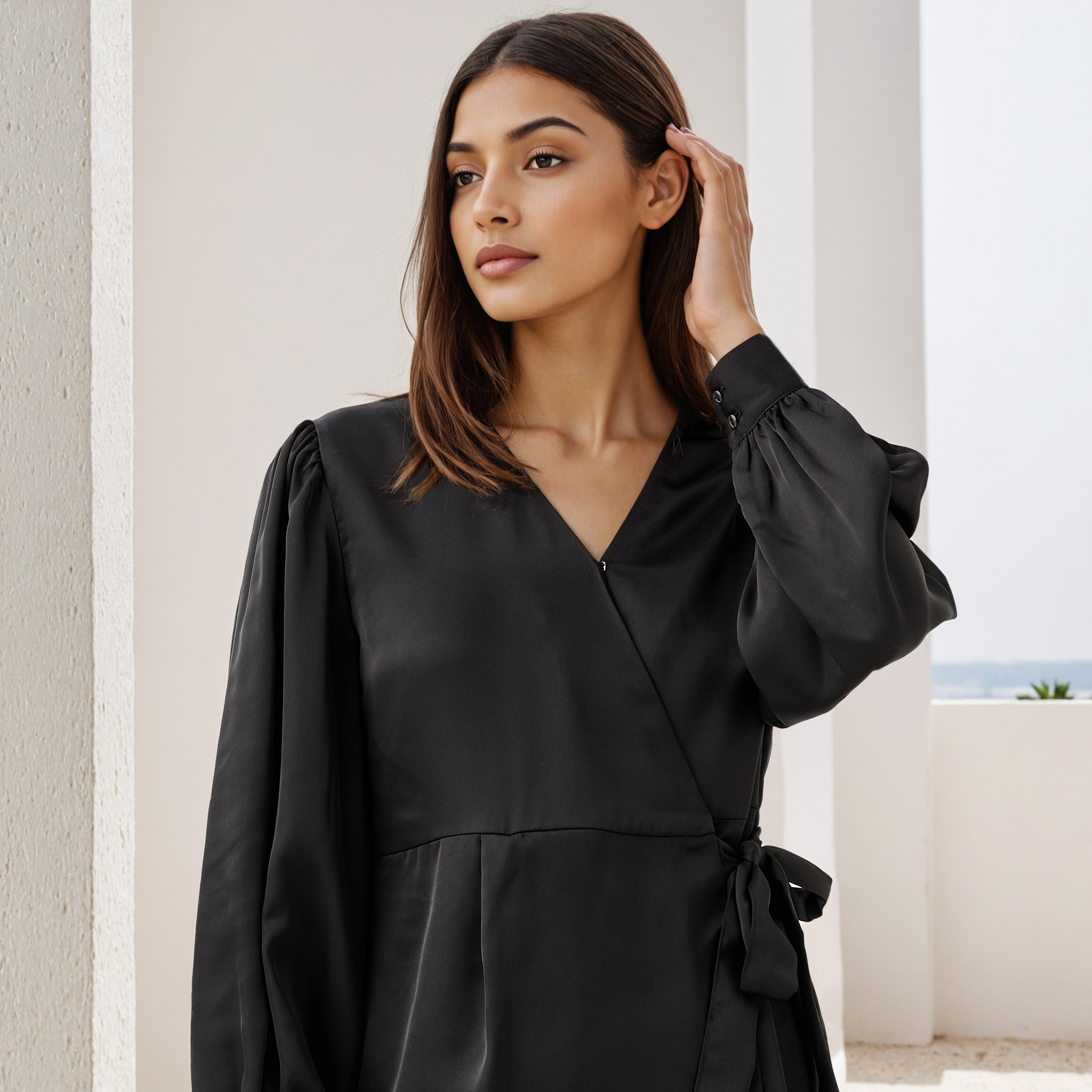 Iconic Relaxed Fit V-Neck Wrap Top-women-clothing-shirtsandblouses-blouses-image-4