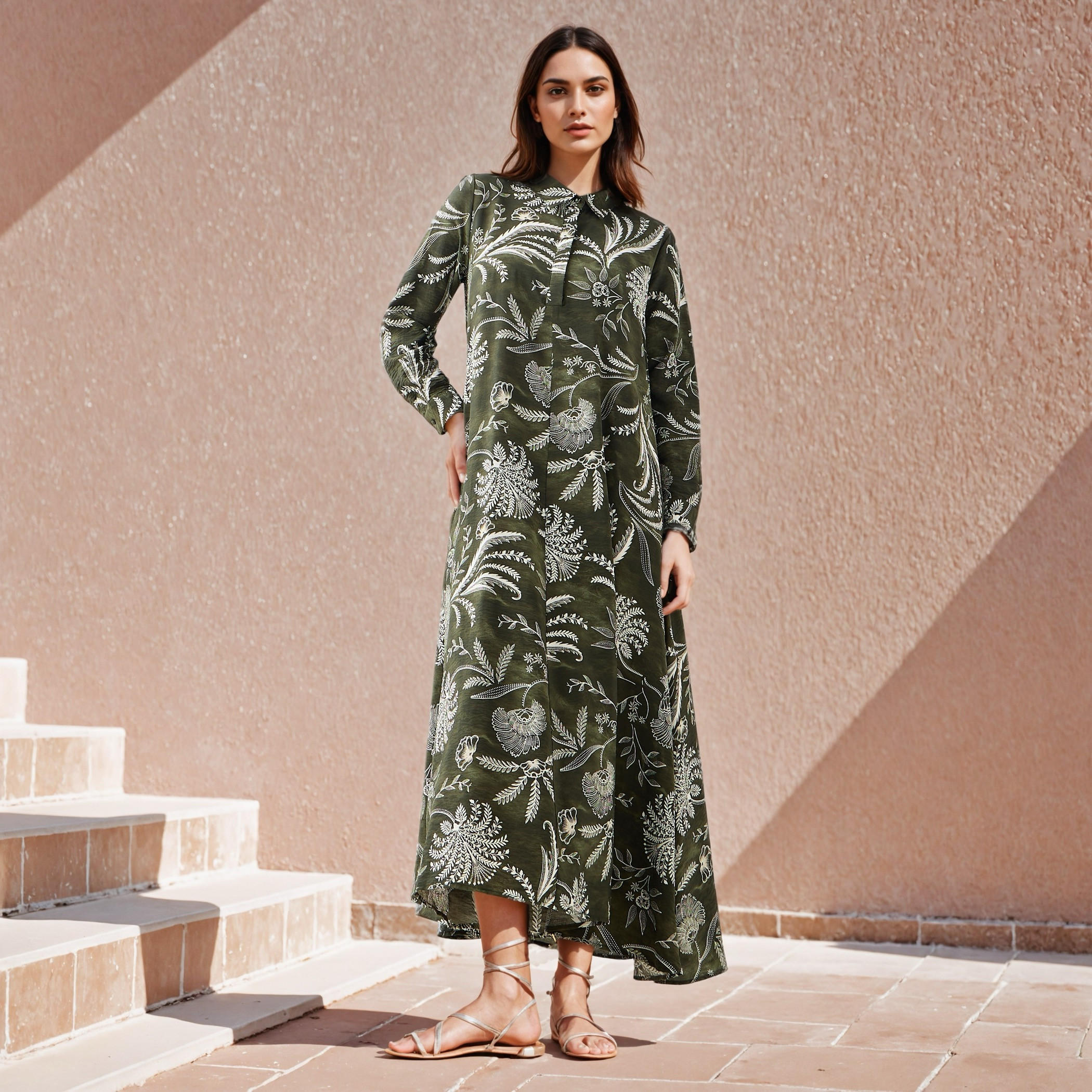 فستان ماكسي بطبعات وياقة عادية من أيكونيك-women-clothing-dresses-image-1