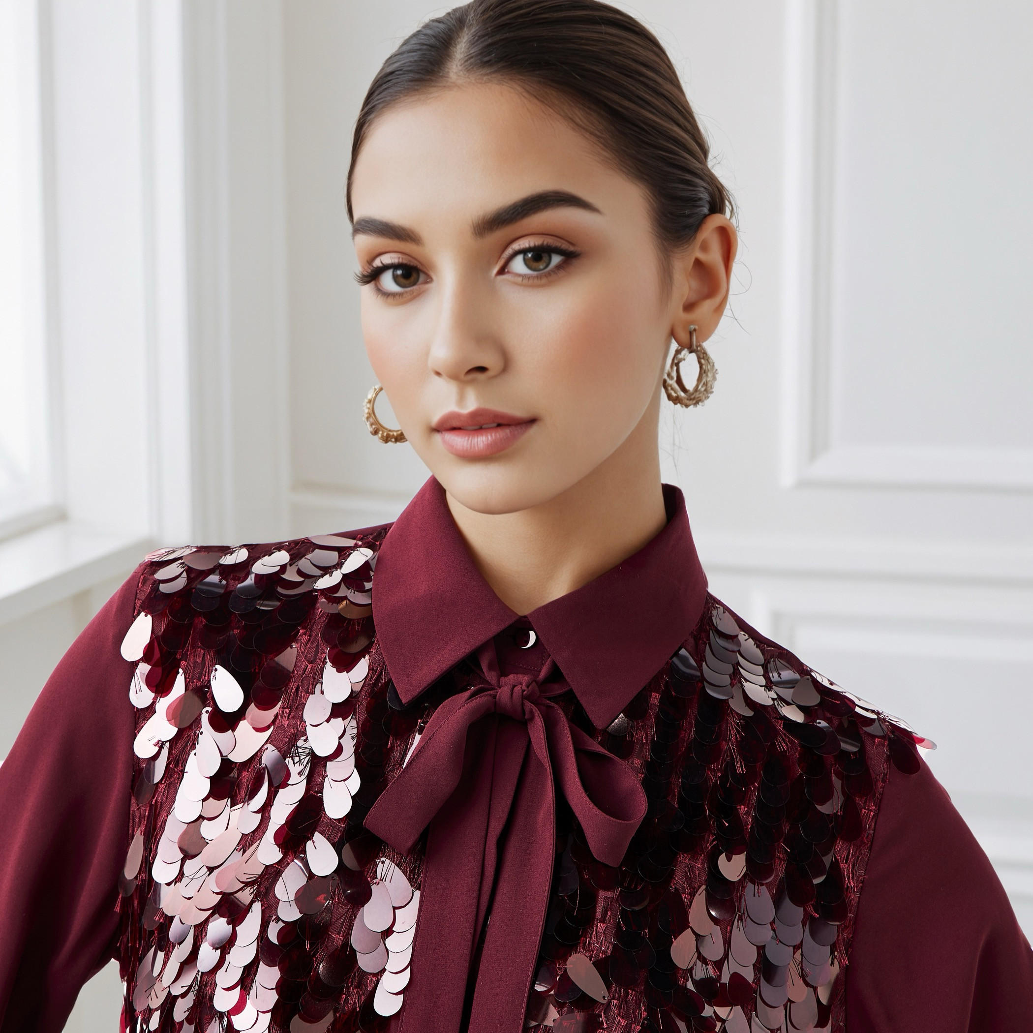 Iconic Regular Fit Pussy Bow Shirt with Sequin Detail-women-clothing-shirtsandblouses-shirts-image-4