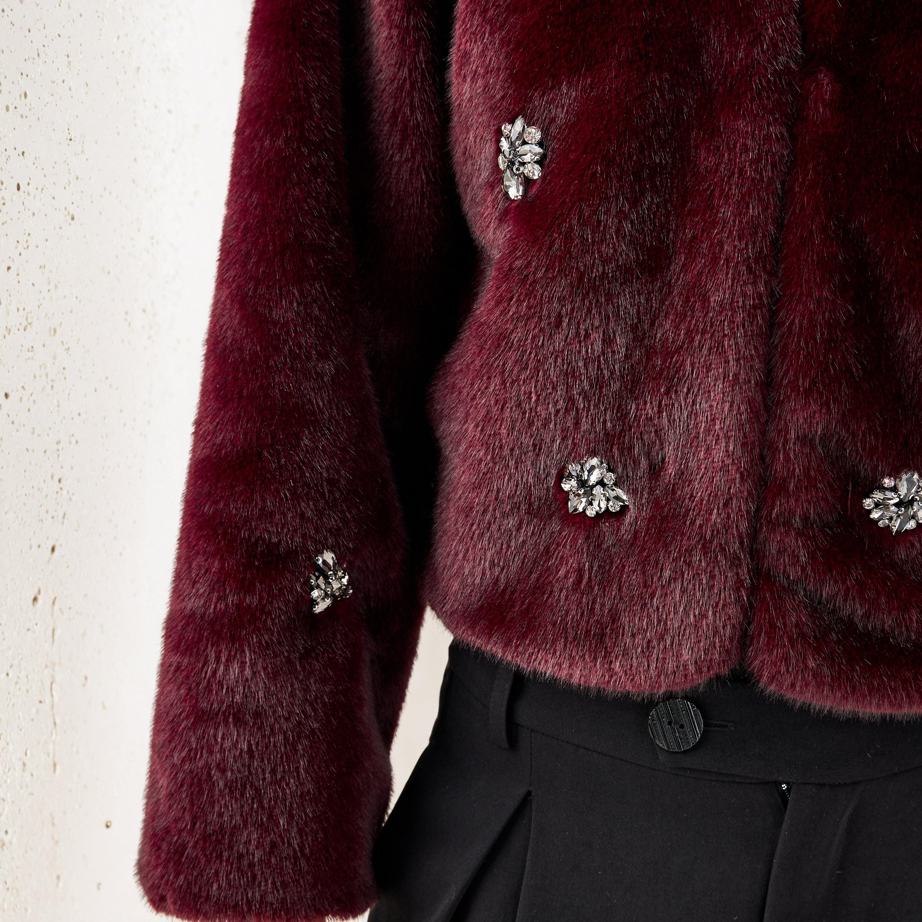جاكيت فرو صناعي مزين من آيكونيك-women-winterwear-coatsandjackets-jackets-image-2