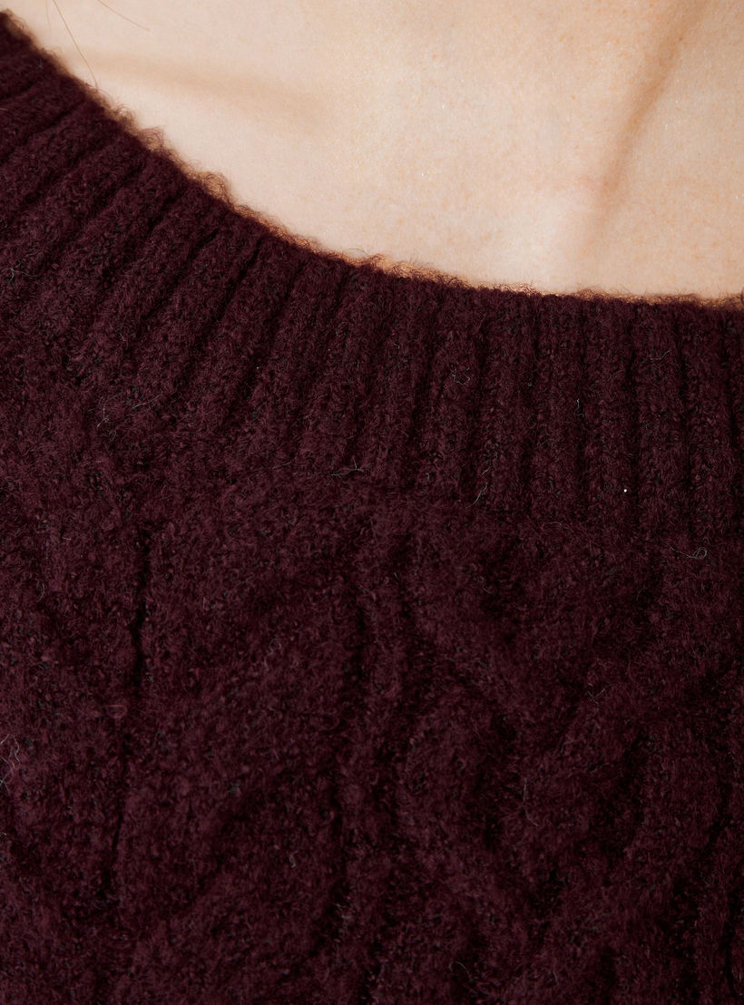 كنزة بياقة ضيقة وقصة عادية وحياكة كابل من آيكونيك-women-clothing-cardigansandjumpers-jumpers-image-5