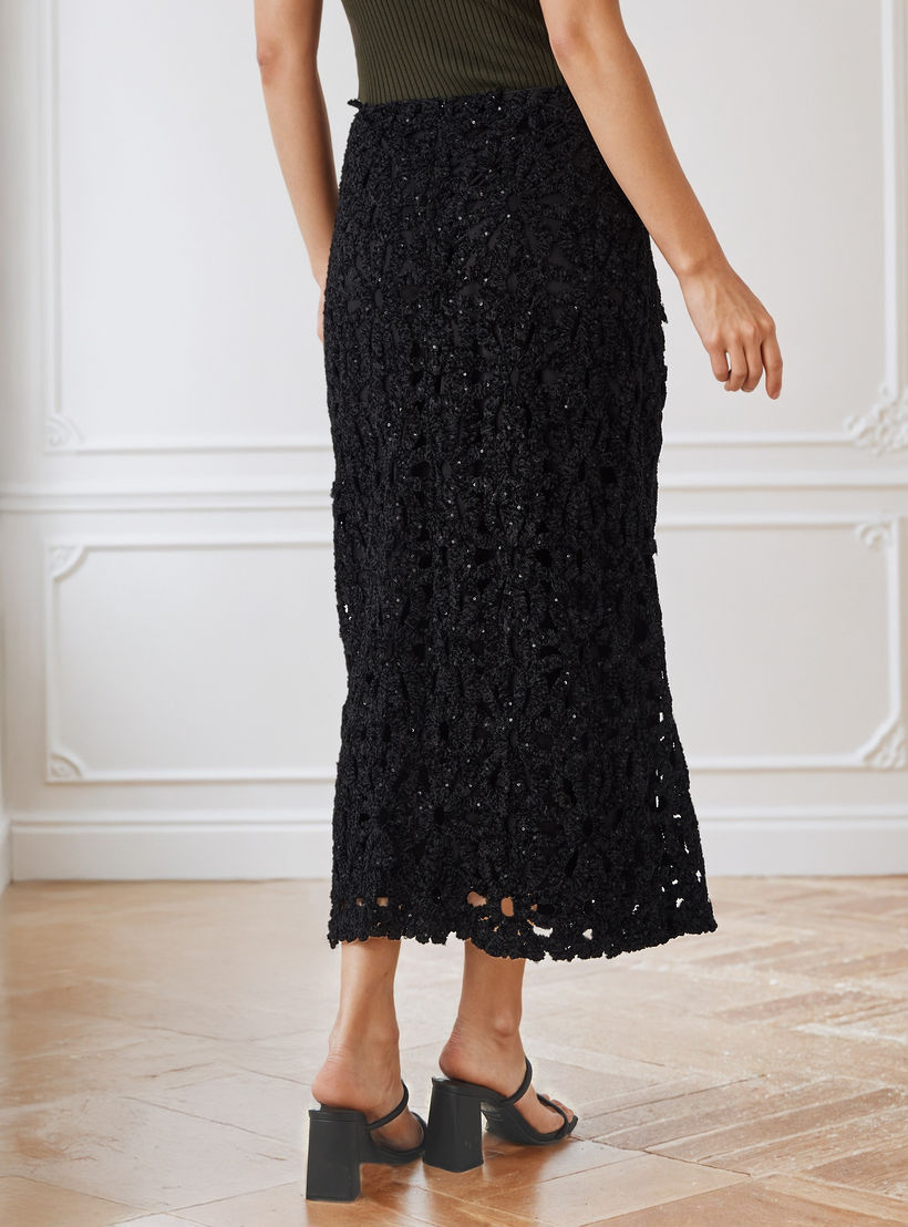 تنورة ترتر بقصّة ضيقة مزينة بدانتيل وسحّاب إغلاق من آيكونيك-women-clothing-bottoms-skirts-image-5