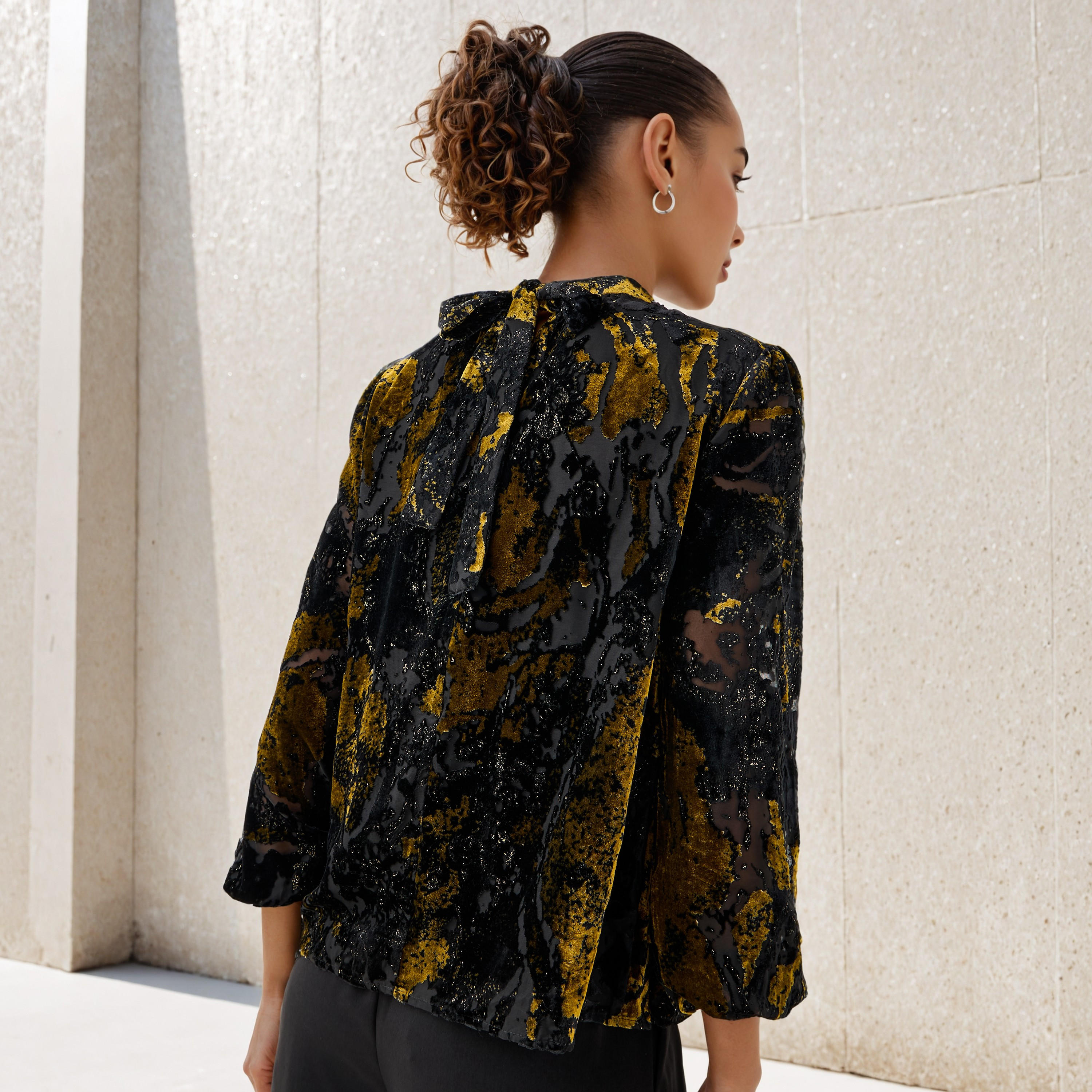 Iconic Burnout Detail Top with Keyhole Neck-women-clothing-shirtsandblouses-blouses-image-3