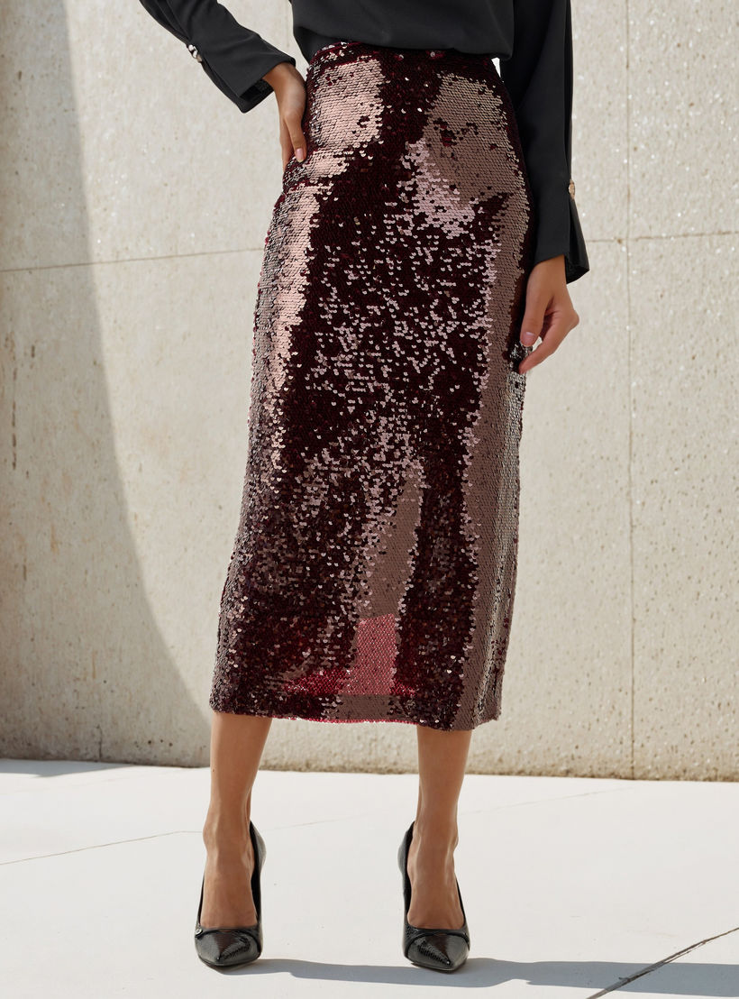 تنورة إيه لاين ميدي مزينة بالترتر من آيكونيك-women-clothing-bottoms-skirts-image-5