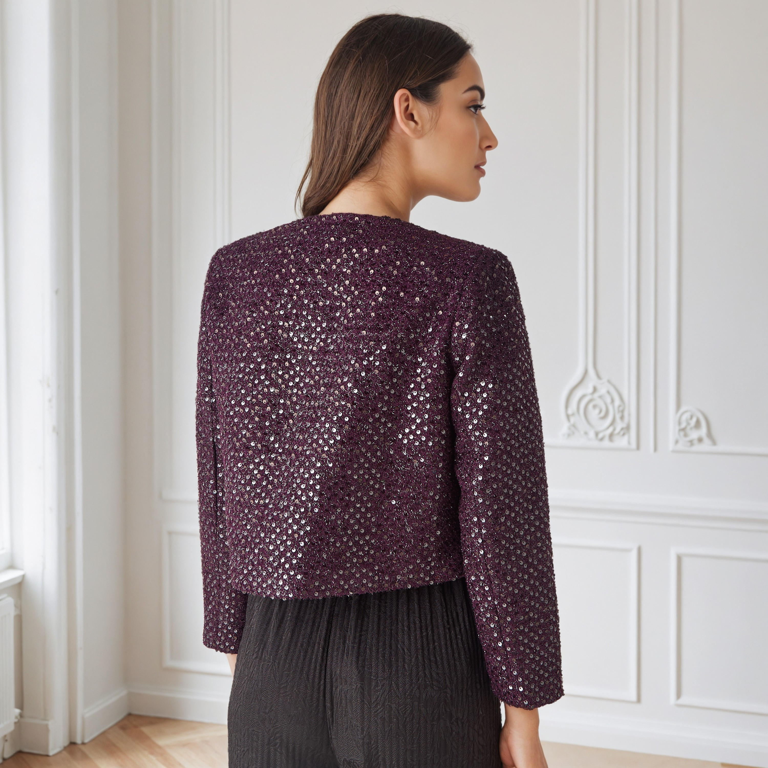 Iconic Sequin Embellished Jacket with Long Sleeves-women-winterwear-coatsandjackets-jackets-image-4