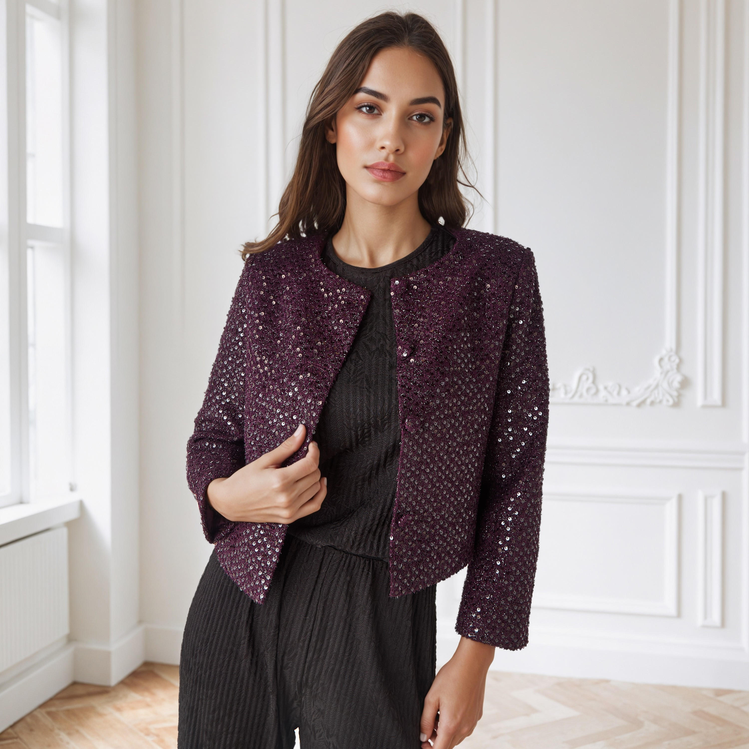 جاكيت مزين بالترتر بأكمام طويلة من آيكونيك-women-winterwear-coatsandjackets-jackets-image-6