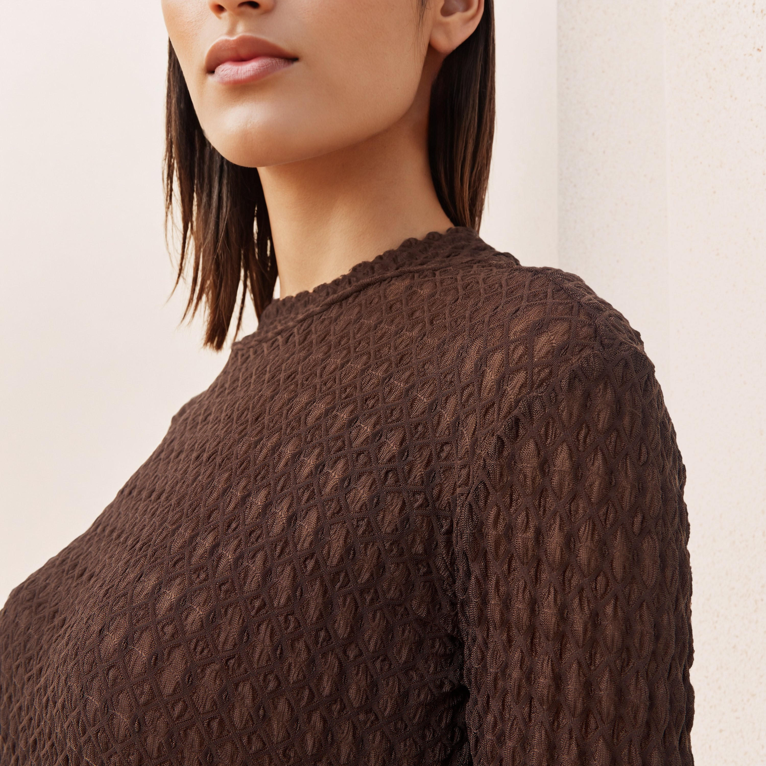 Iconic Textured High Neck Fitted Top-women-clothing-tshirts-image-6