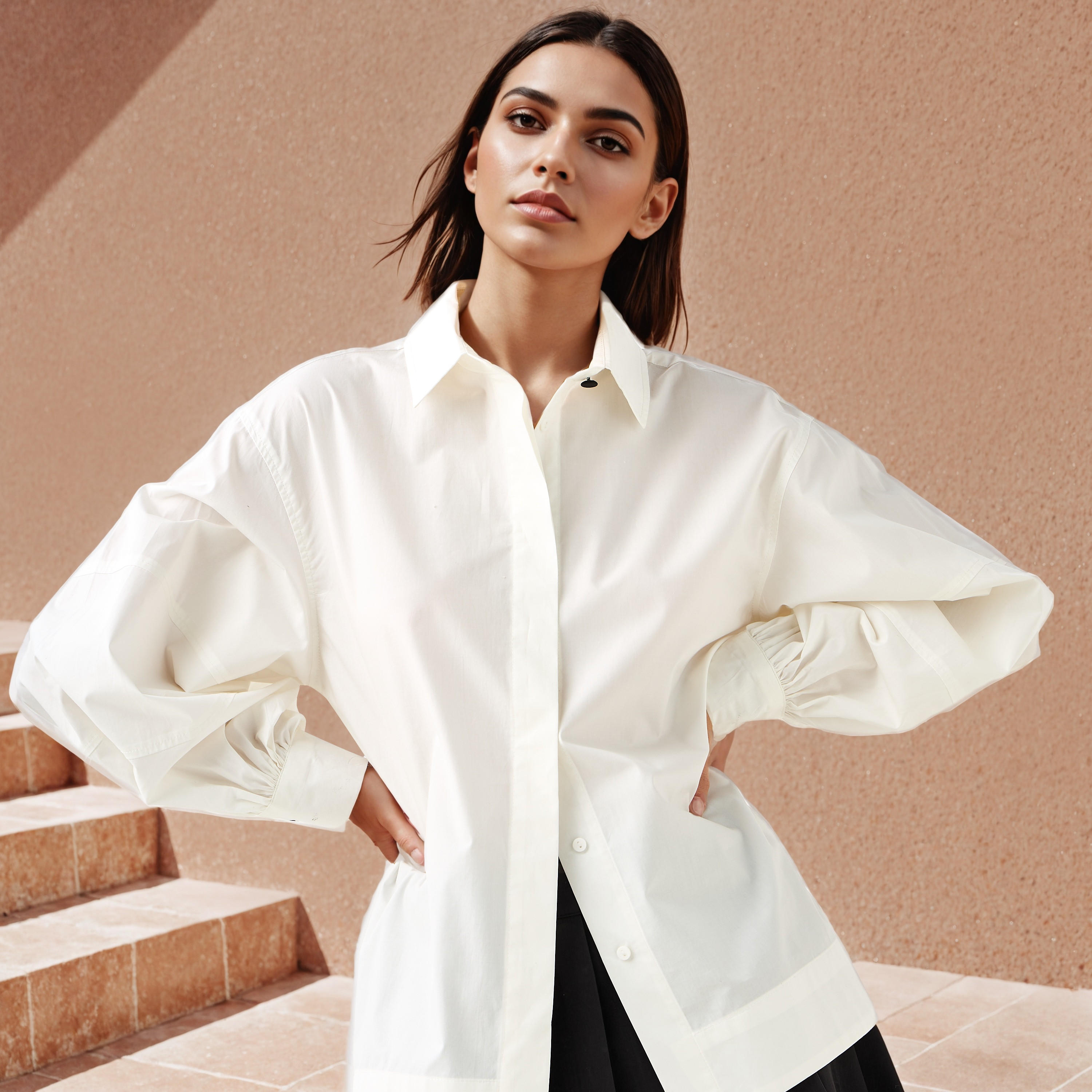 Iconic Regular Fit Collared Poplin Cotton Shirt-women-clothing-shirtsandblouses-shirts-image-1