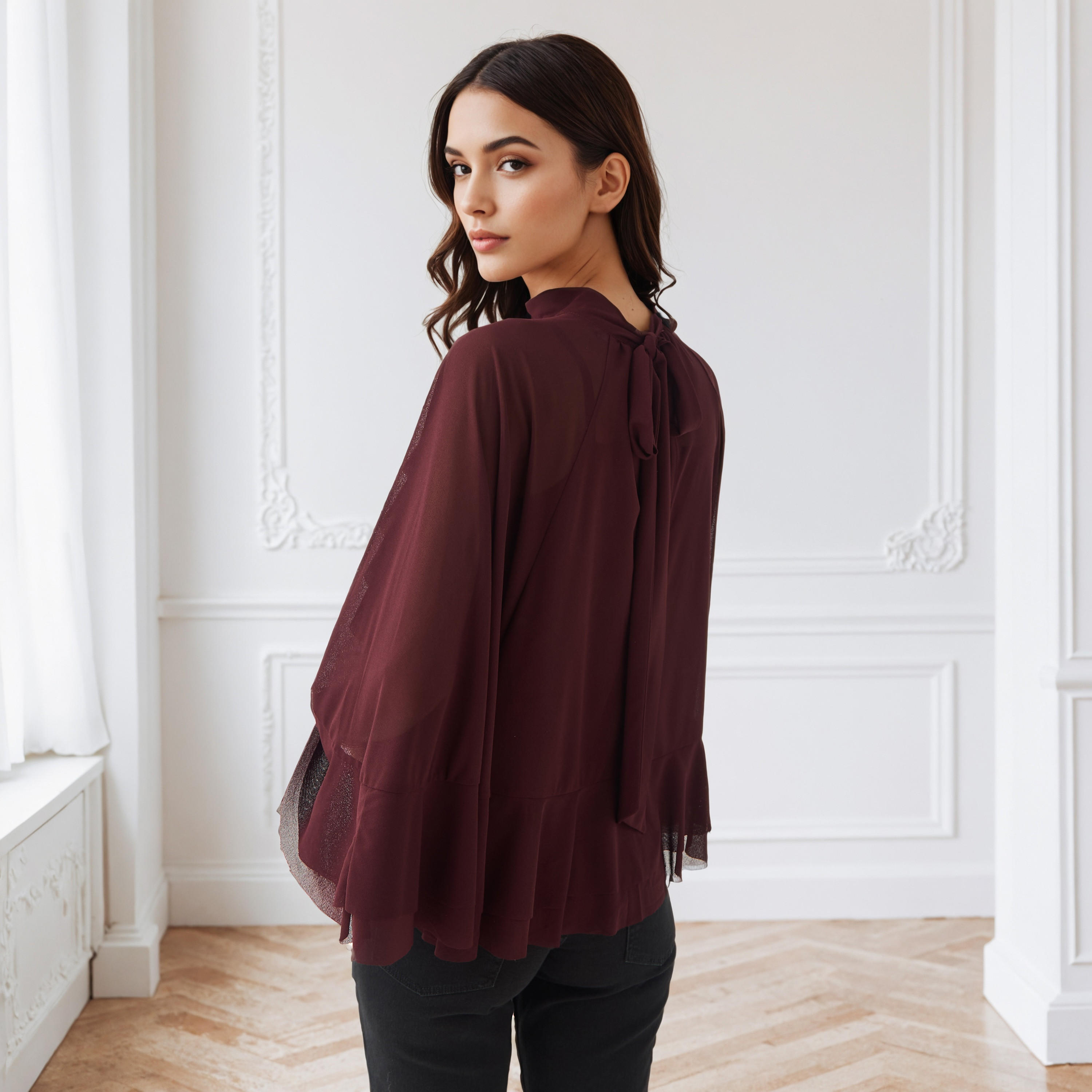 بلوزة كيب مزينة بكشكش من آيكونيك-women-clothing-shirtsandblouses-blouses-image-3