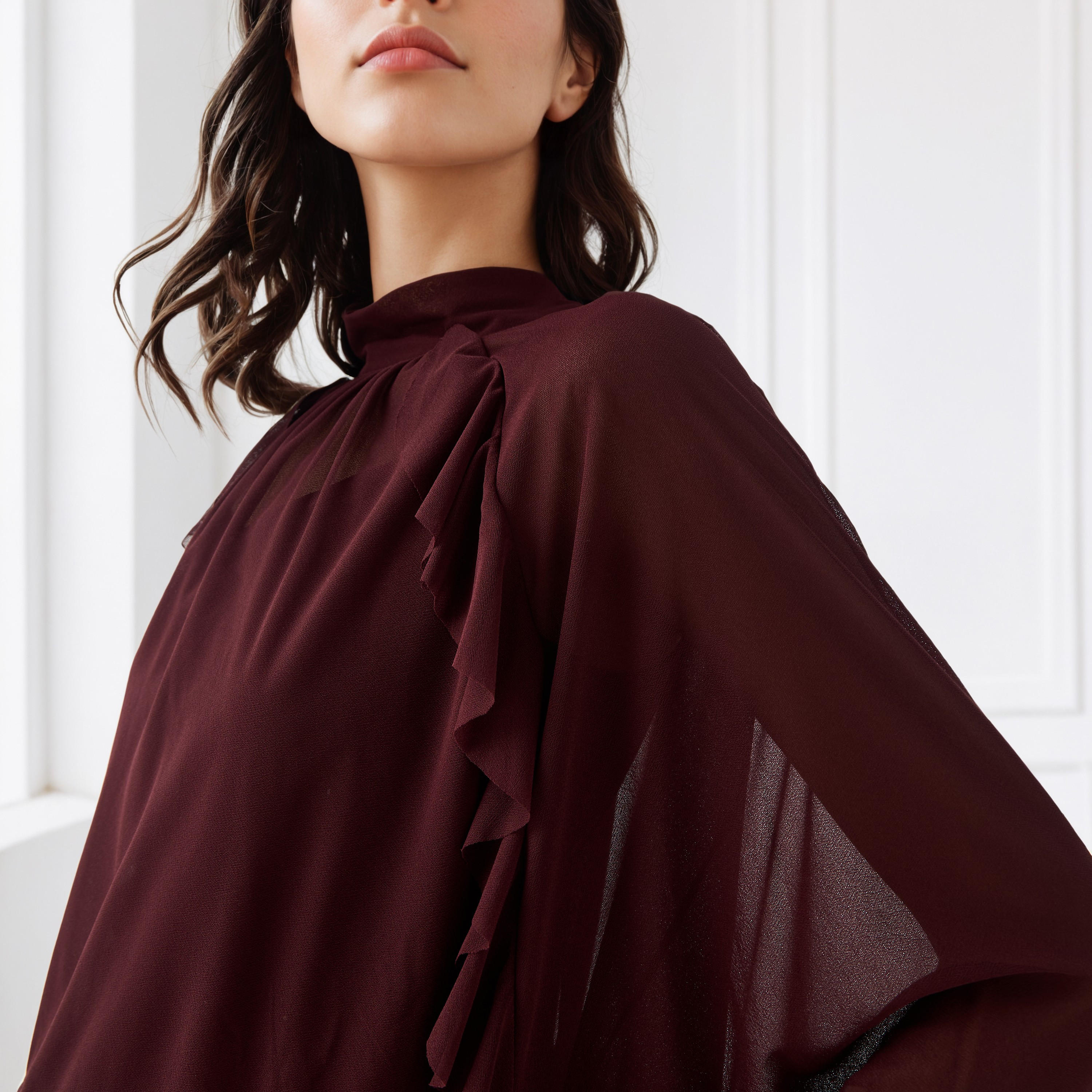 بلوزة كيب مزينة بكشكش من آيكونيك-women-clothing-shirtsandblouses-blouses-image-2