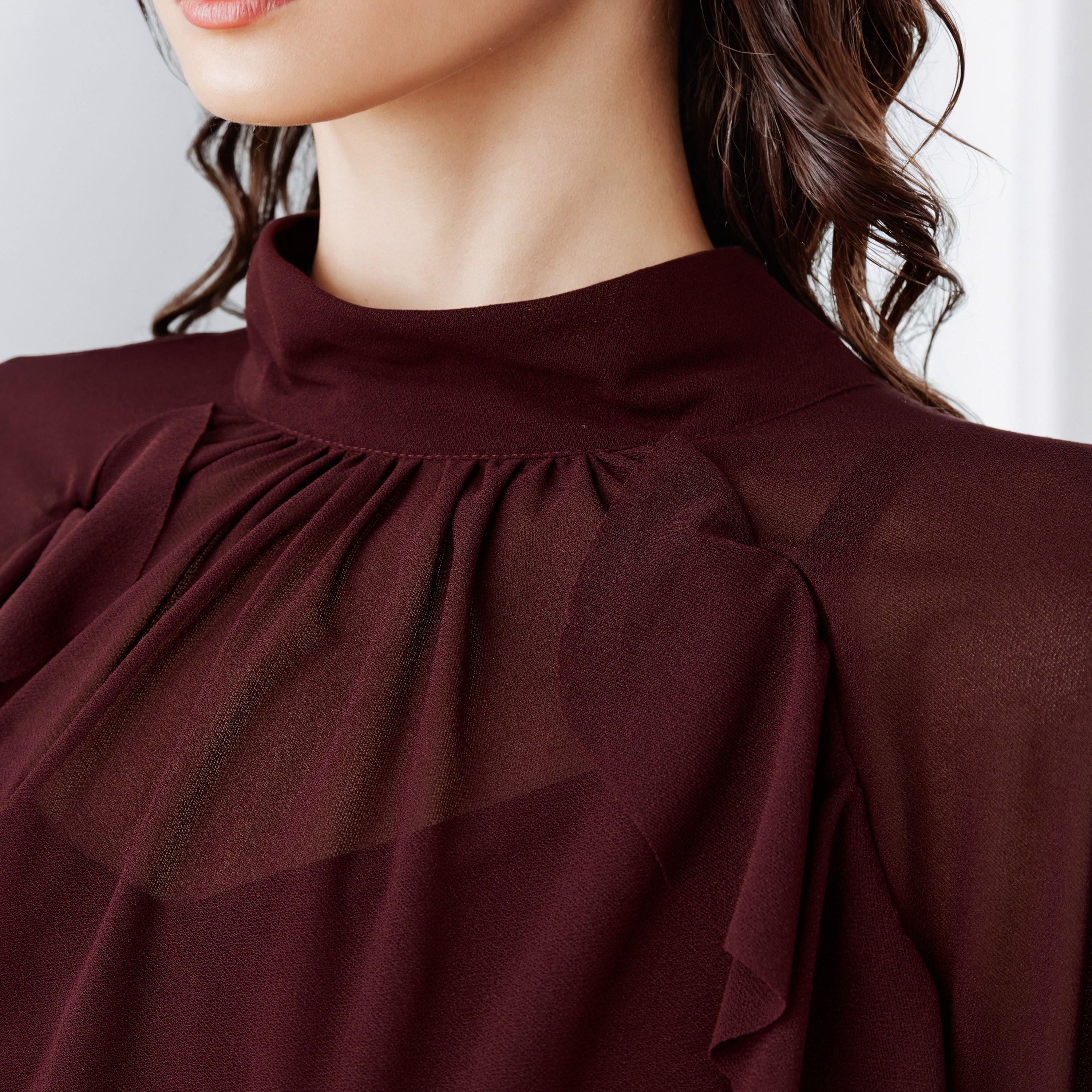 بلوزة كيب مزينة بكشكش من آيكونيك-women-clothing-shirtsandblouses-blouses-image-1