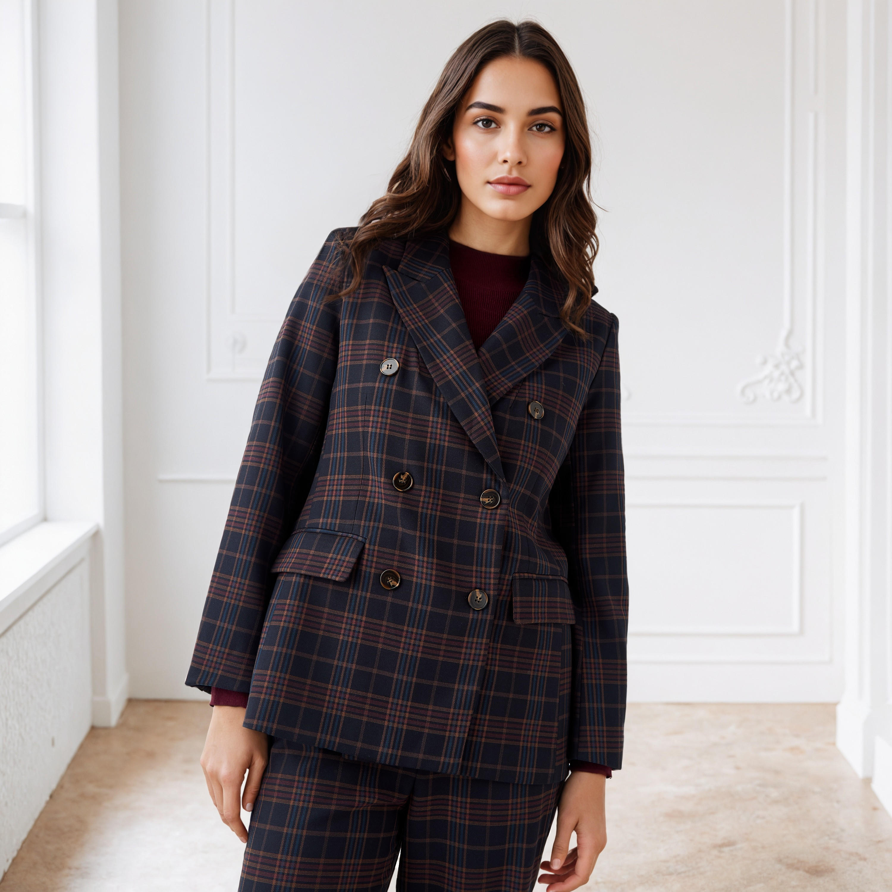 Iconic Checked Peak Lapel Jacket-women-winterwear-coatsandjackets-jackets-image-1