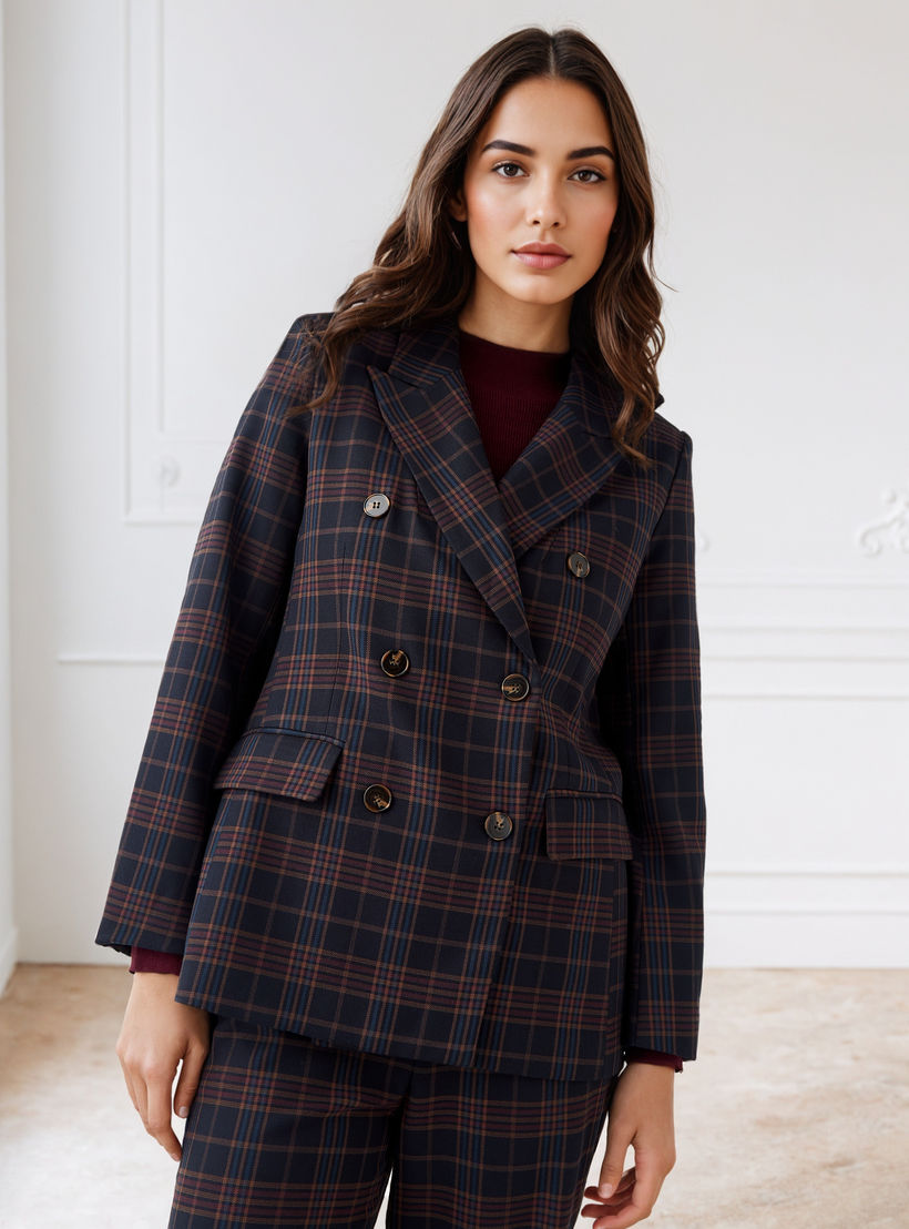 Iconic Checked Peak Lapel Jacket-women-winterwear-coatsandjackets-jackets-image-1