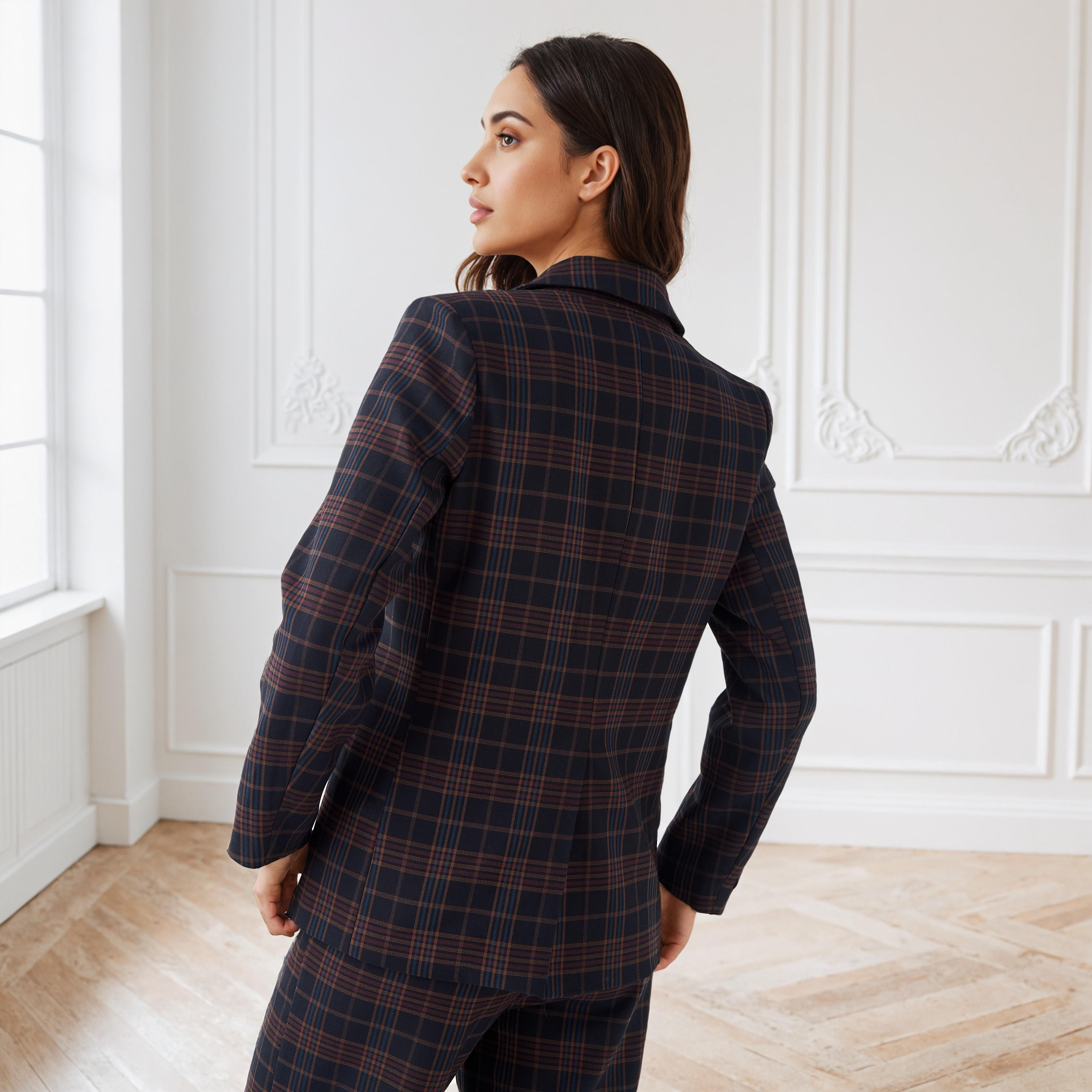 جاكيت كاروهات بياقة مدببة من أيكونيك-women-winterwear-coatsandjackets-jackets-image-3