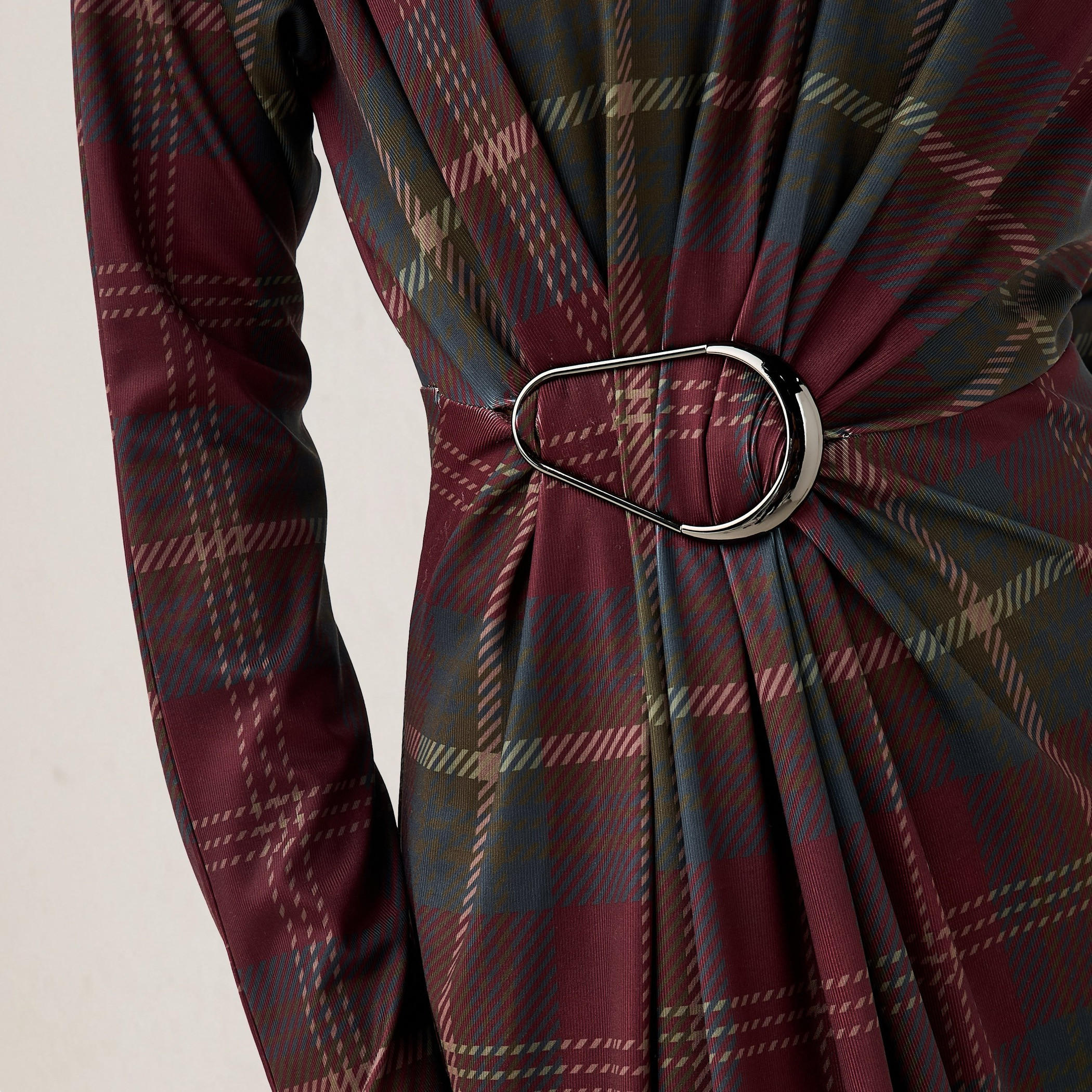 Iconic Checked High Neck Draped Dress-women-clothing-dresses-image-5