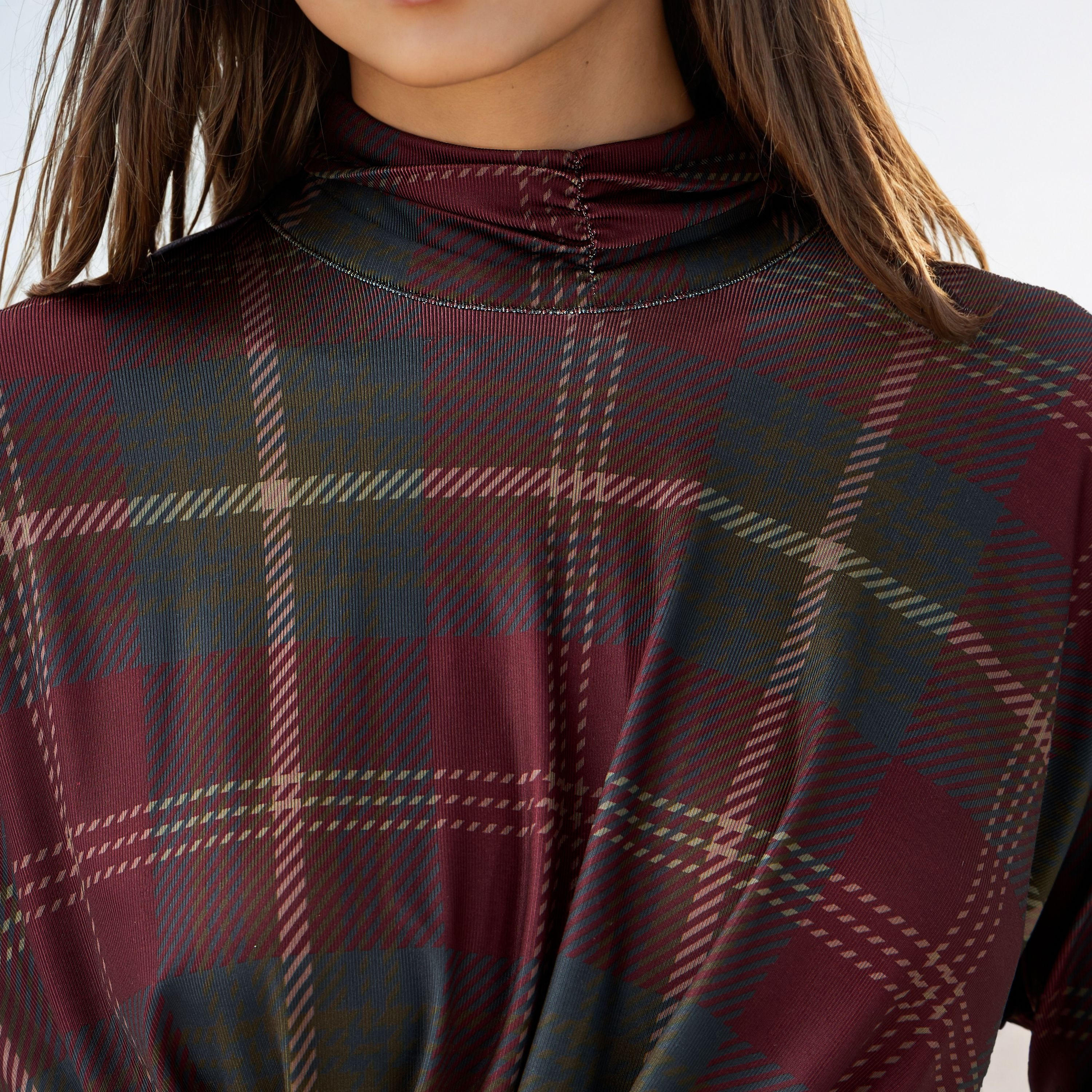 Iconic Checked High Neck Draped Dress-women-clothing-dresses-image-6