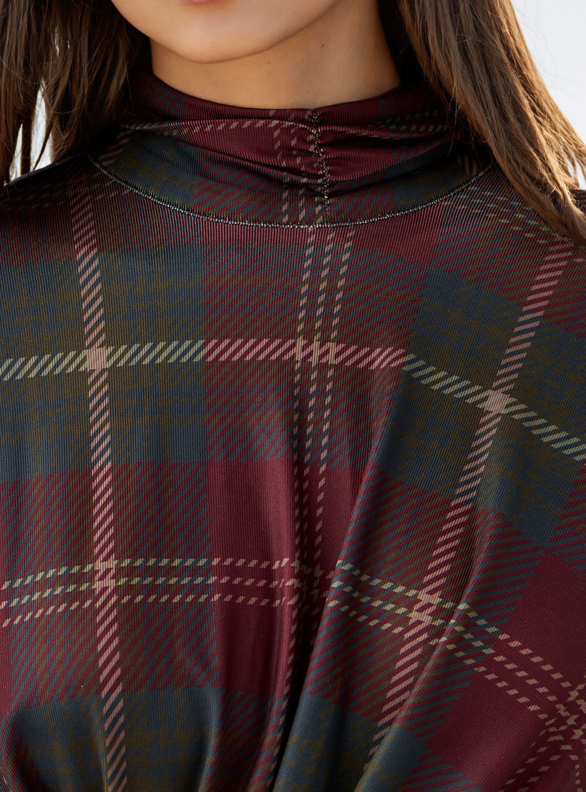 Iconic Checked High Neck Draped Dress-women-clothing-dresses-image-6