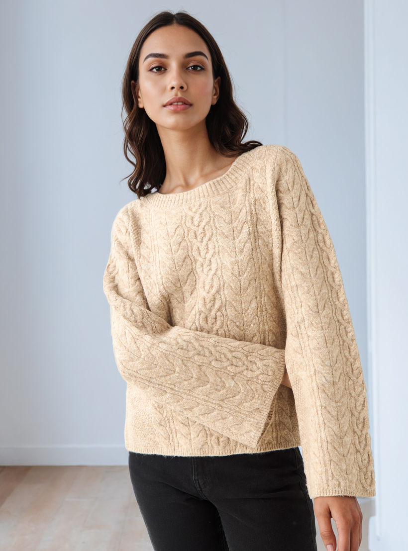 Iconic Regular Fit Cable Knit Crew Neck Sweater-women-clothing-cardigansandjumpers-jumpers-image-1
